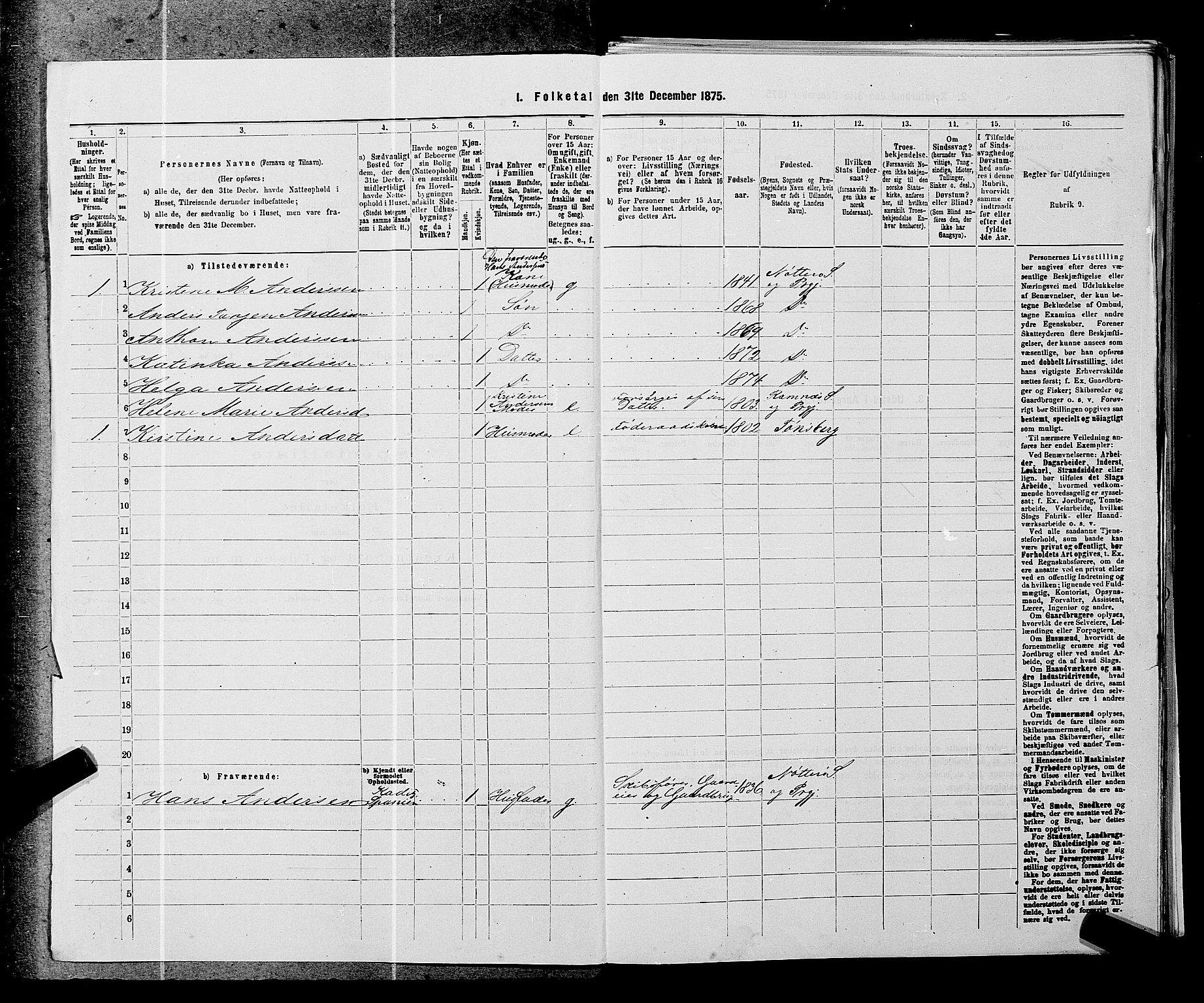 SAKO, 1875 census for 0722P Nøtterøy, 1875, p. 1736