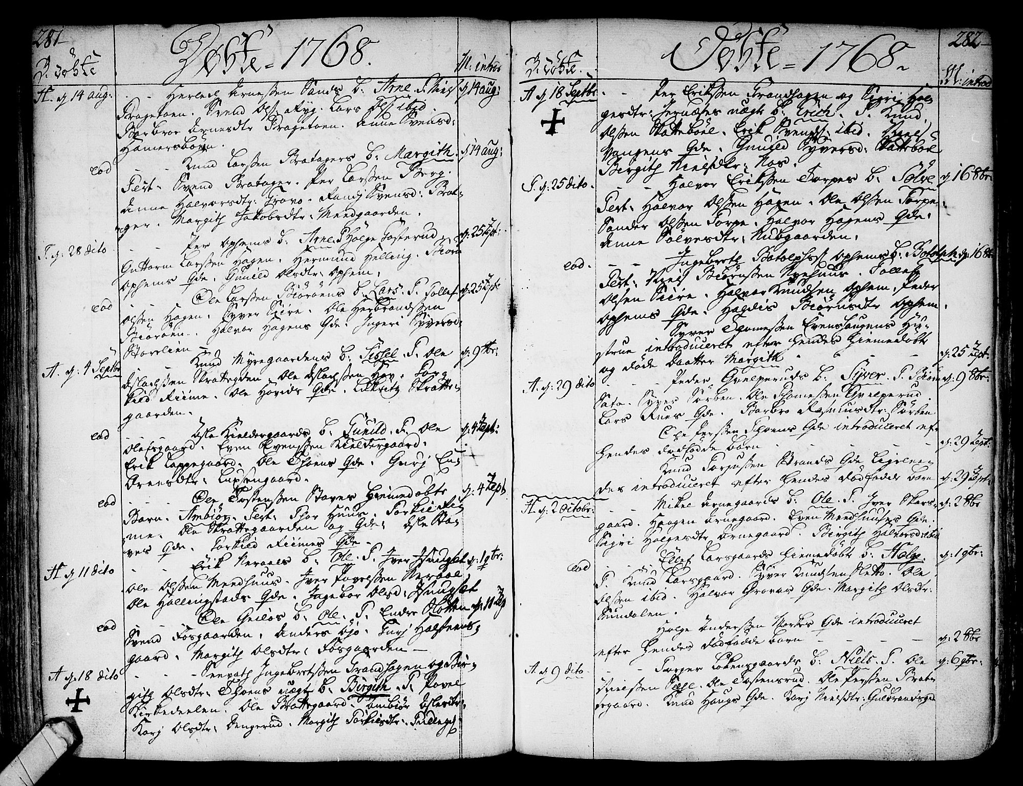 Ål kirkebøker, AV/SAKO-A-249/F/Fa/L0001: Parish register (official) no. I 1, 1744-1769, p. 281-282