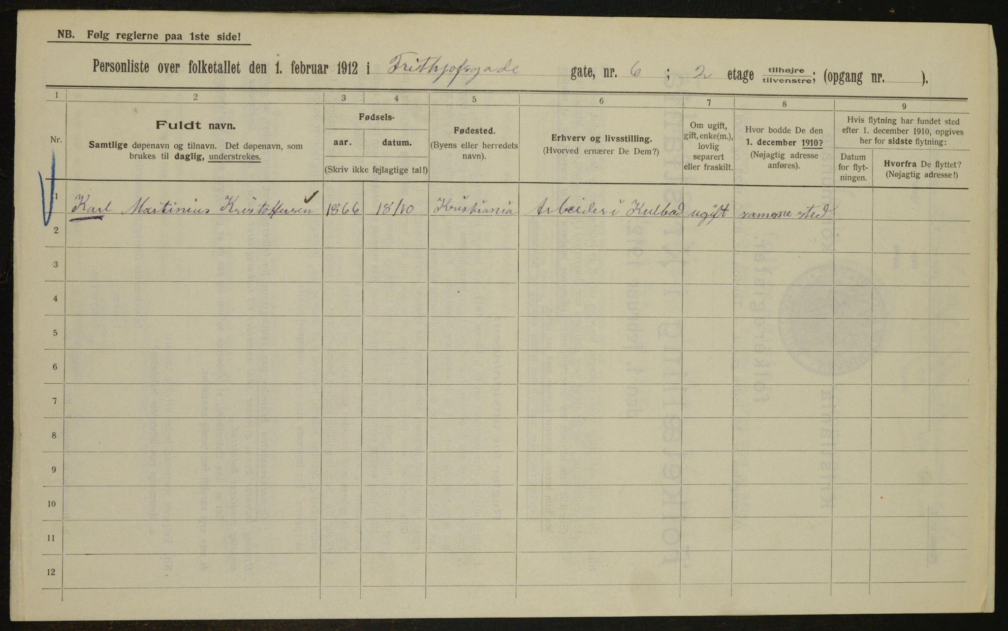 OBA, Municipal Census 1912 for Kristiania, 1912, p. 26713