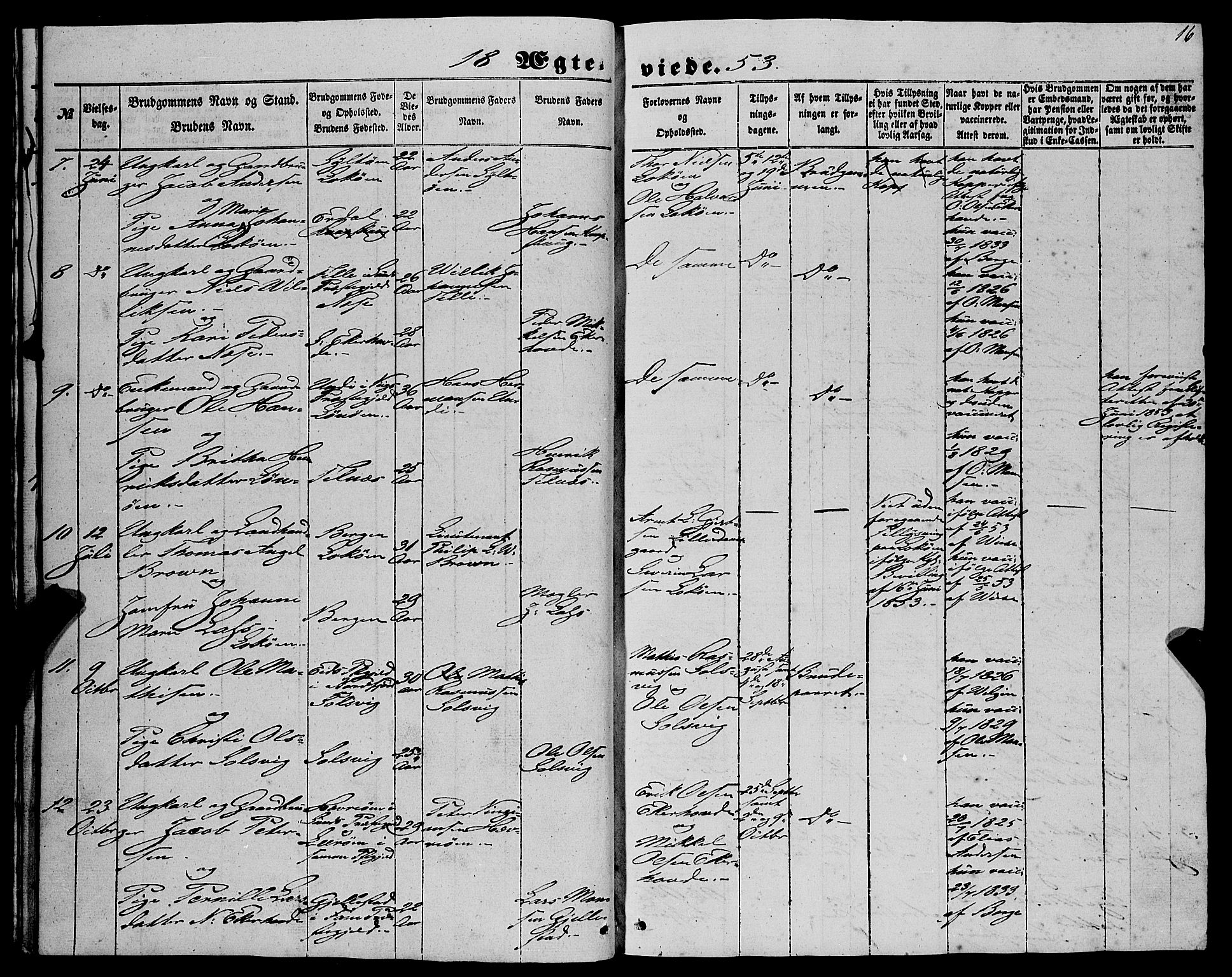 Fjell sokneprestembete, SAB/A-75301/H/Haa: Parish register (official) no. A 6, 1849-1877, p. 16
