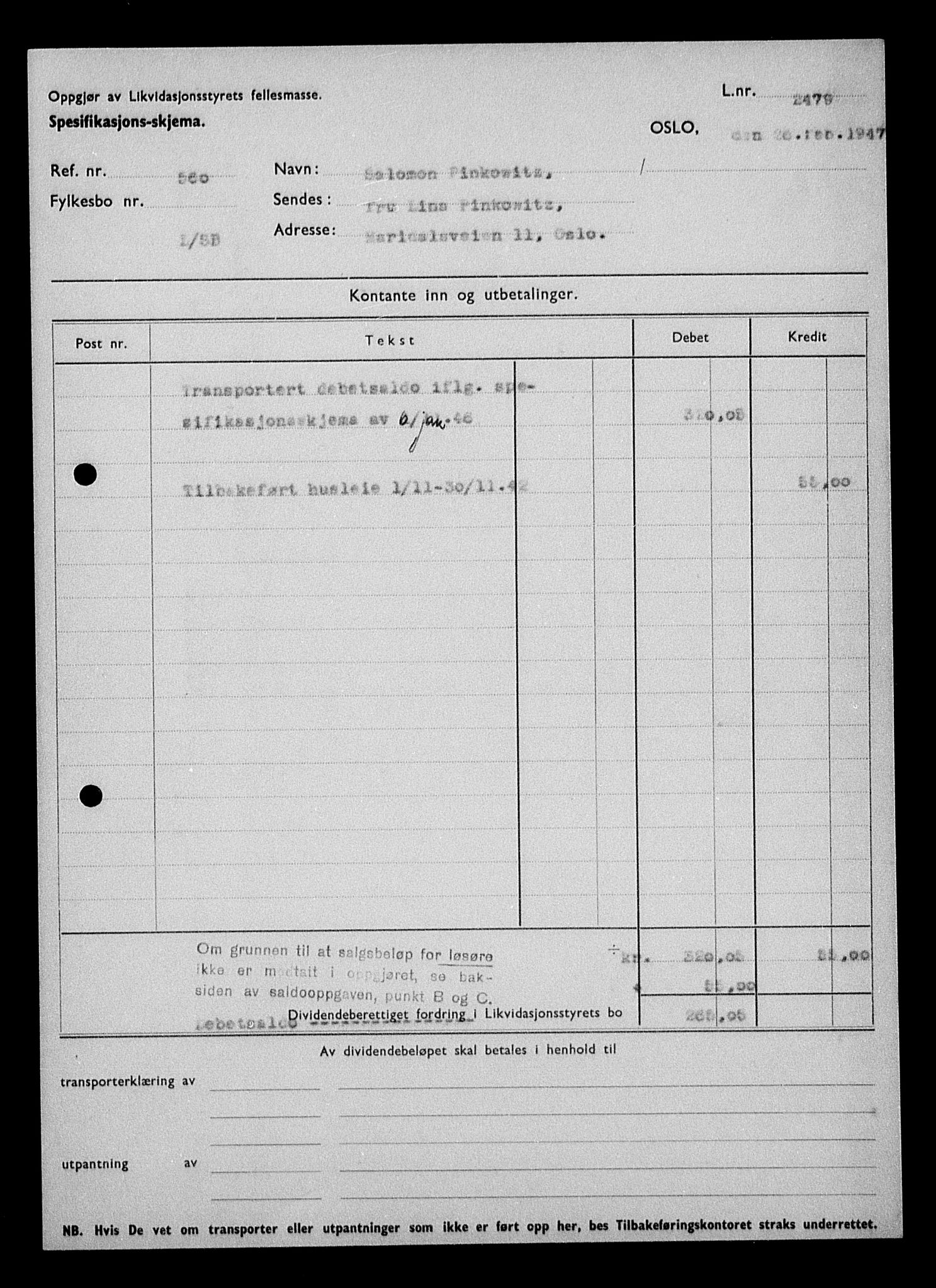 Justisdepartementet, Tilbakeføringskontoret for inndratte formuer, AV/RA-S-1564/H/Hc/Hcc/L0969: --, 1945-1947, p. 249