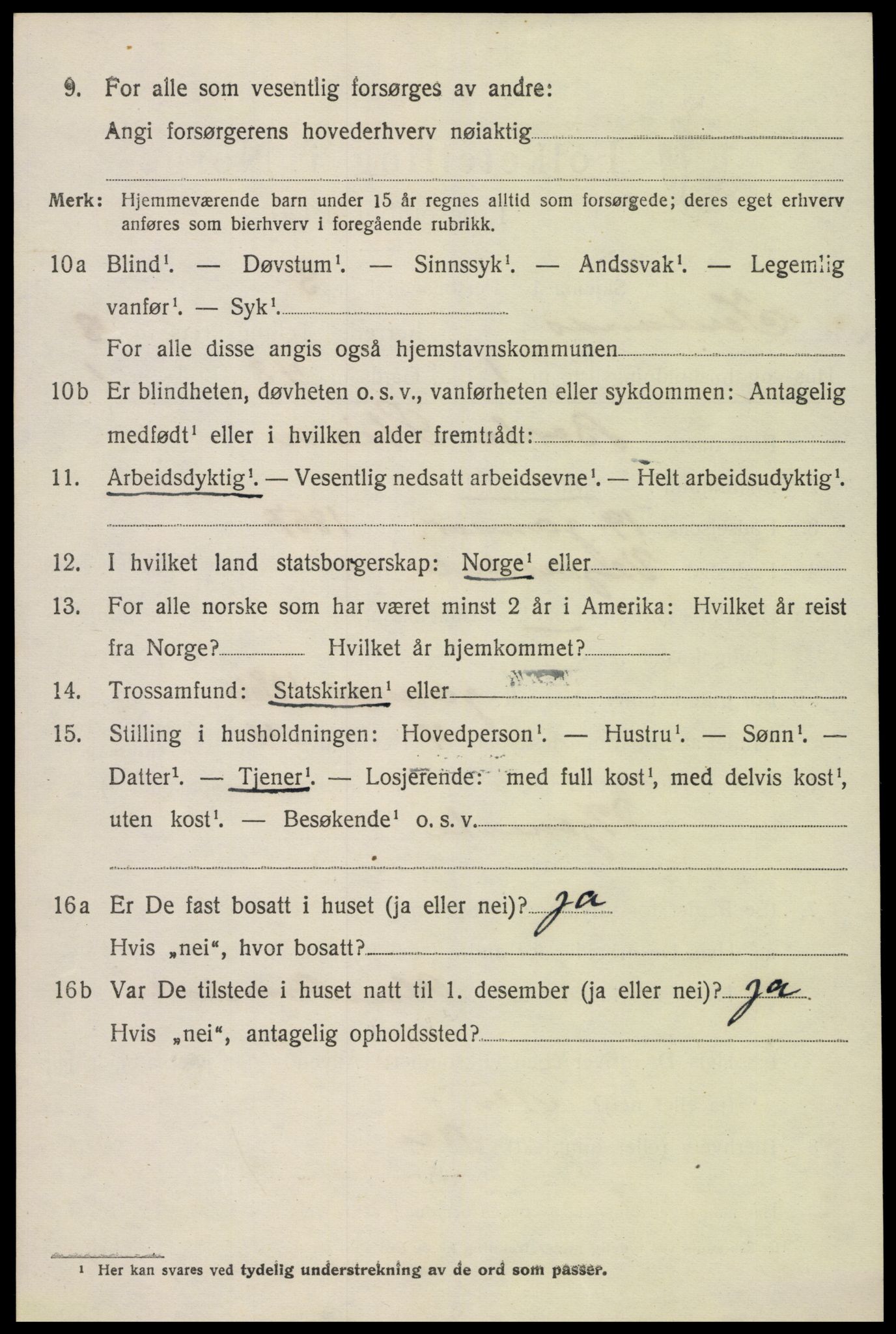 SAK, 1920 census for Iveland, 1920, p. 2294