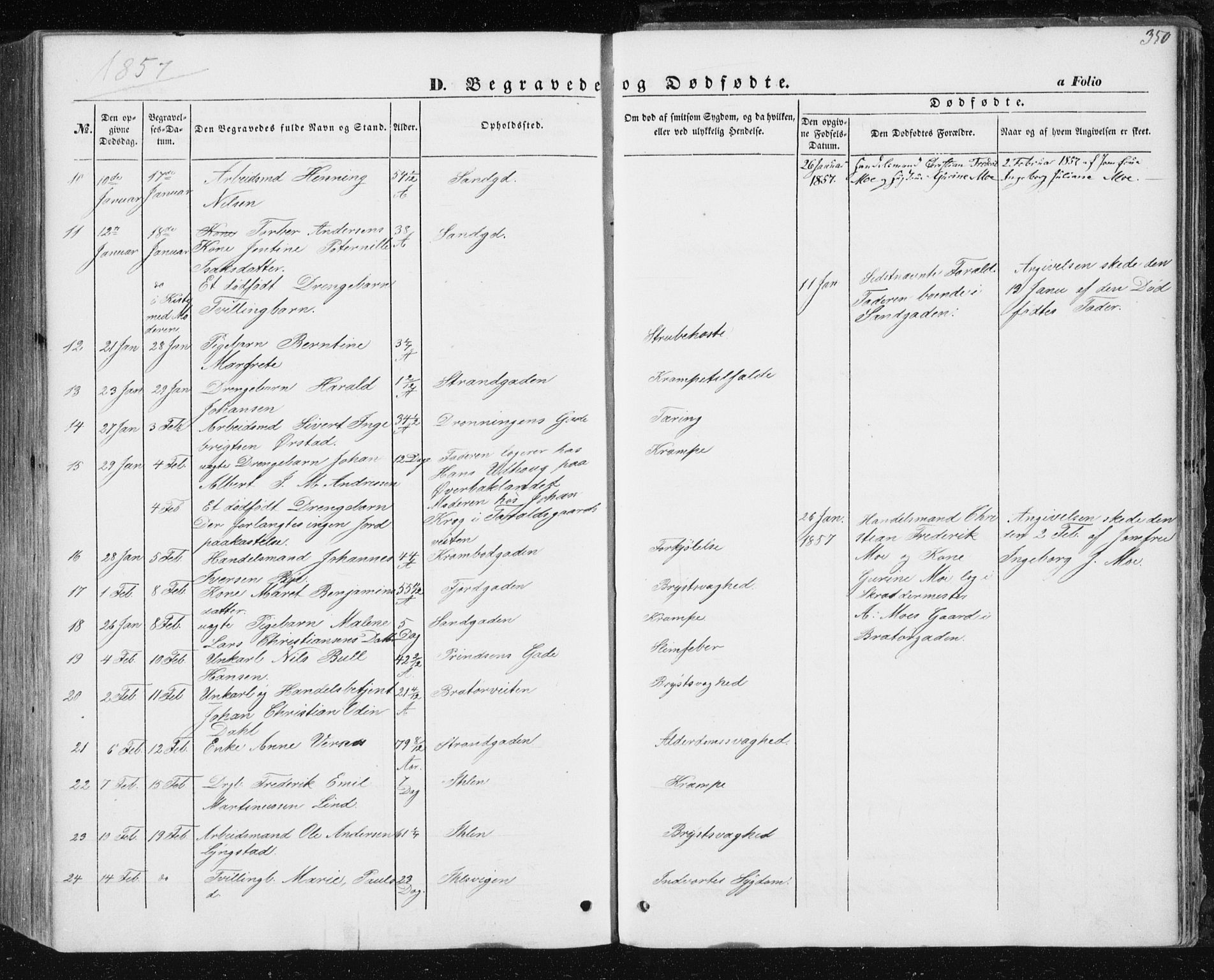 Ministerialprotokoller, klokkerbøker og fødselsregistre - Sør-Trøndelag, SAT/A-1456/602/L0112: Parish register (official) no. 602A10, 1848-1859, p. 350