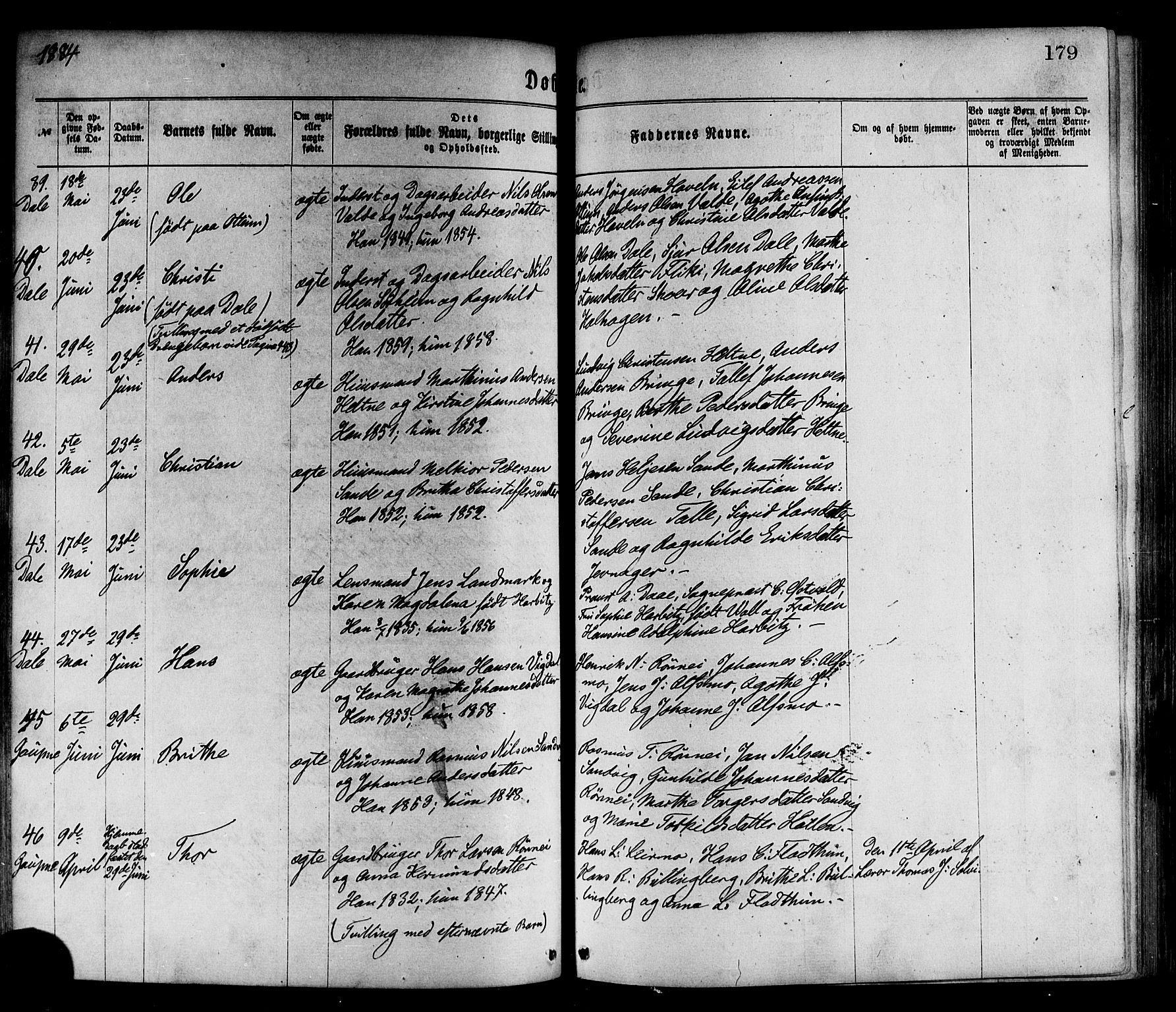 Luster sokneprestembete, AV/SAB-A-81101/H/Haa/Haaa/L0010: Parish register (official) no. A 10, 1871-1886, p. 179