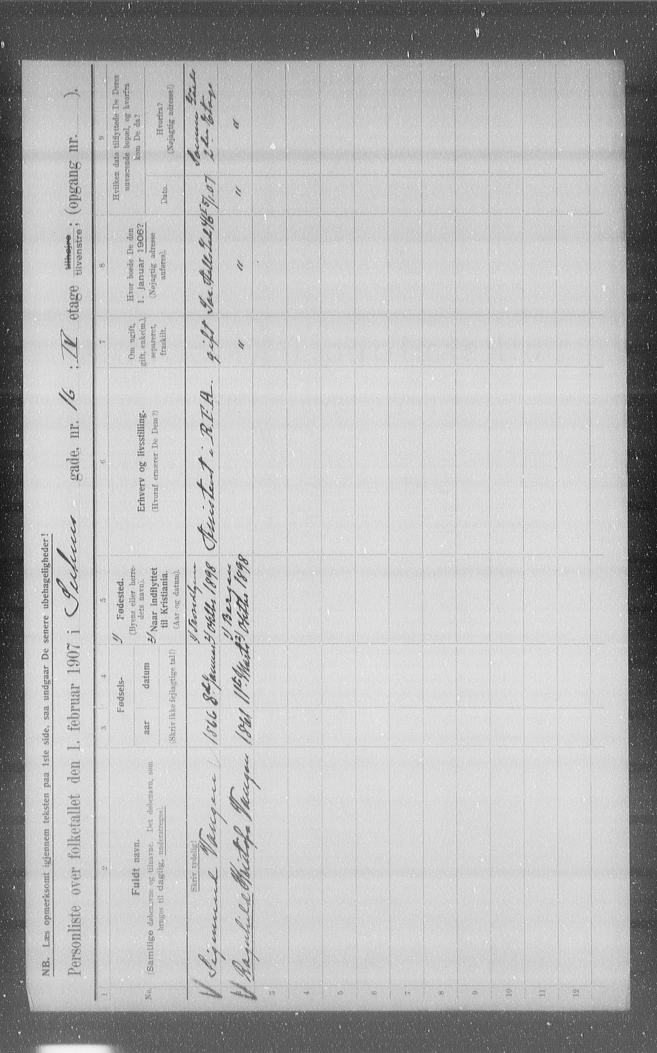 OBA, Municipal Census 1907 for Kristiania, 1907, p. 53310