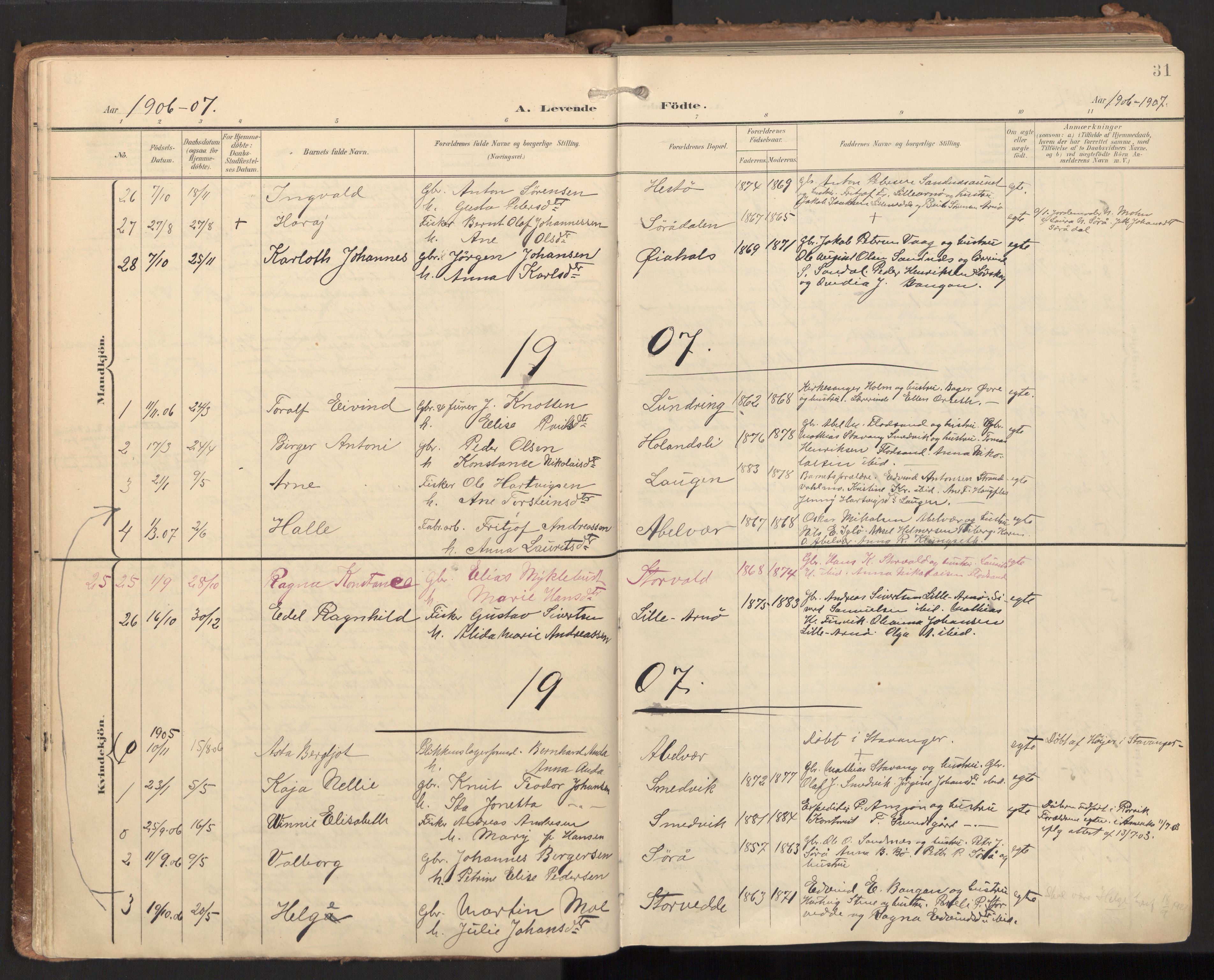 Ministerialprotokoller, klokkerbøker og fødselsregistre - Nord-Trøndelag, SAT/A-1458/784/L0677: Parish register (official) no. 784A12, 1900-1920, p. 31