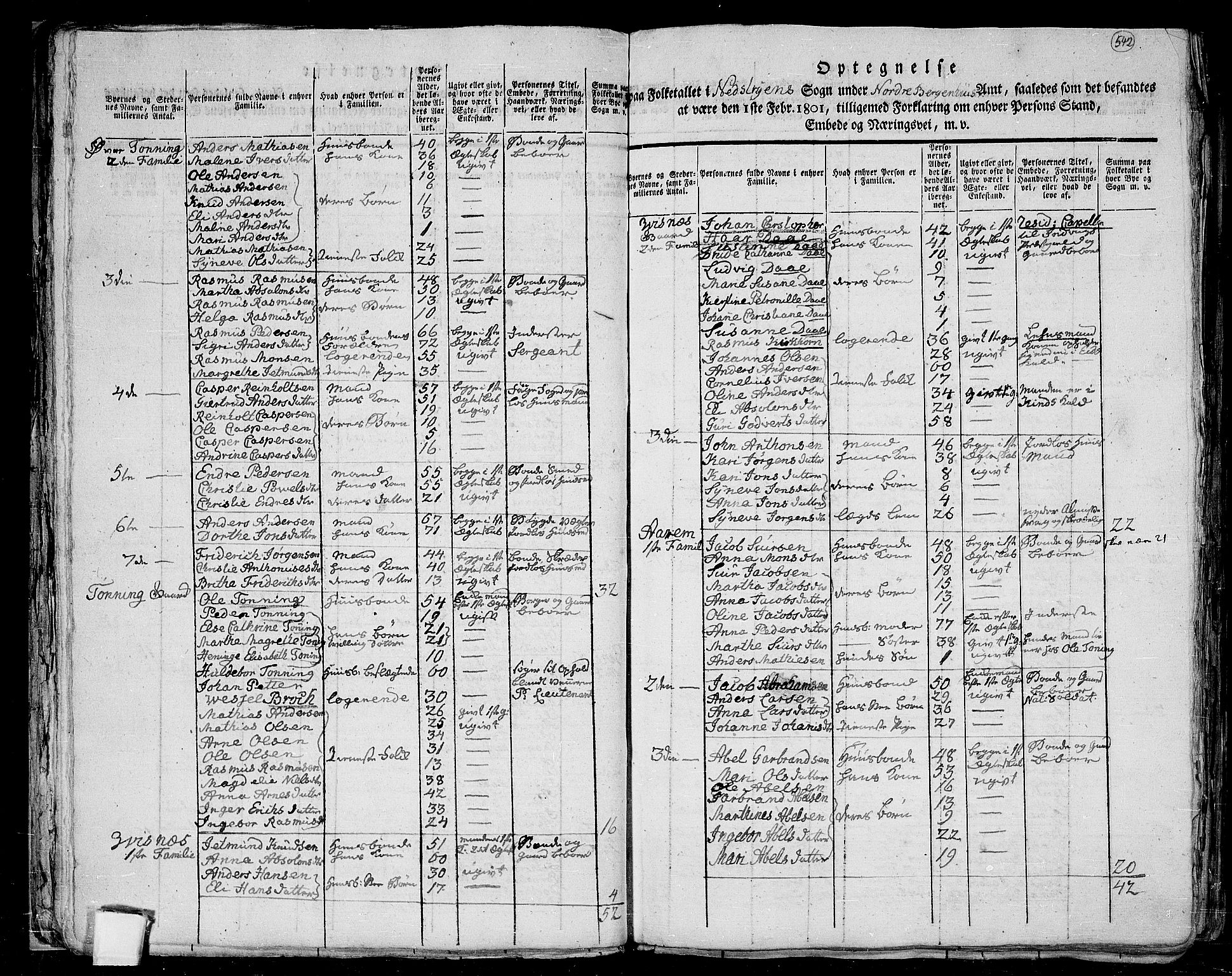 RA, 1801 census for 1447P Innvik, 1801, p. 541b-542a