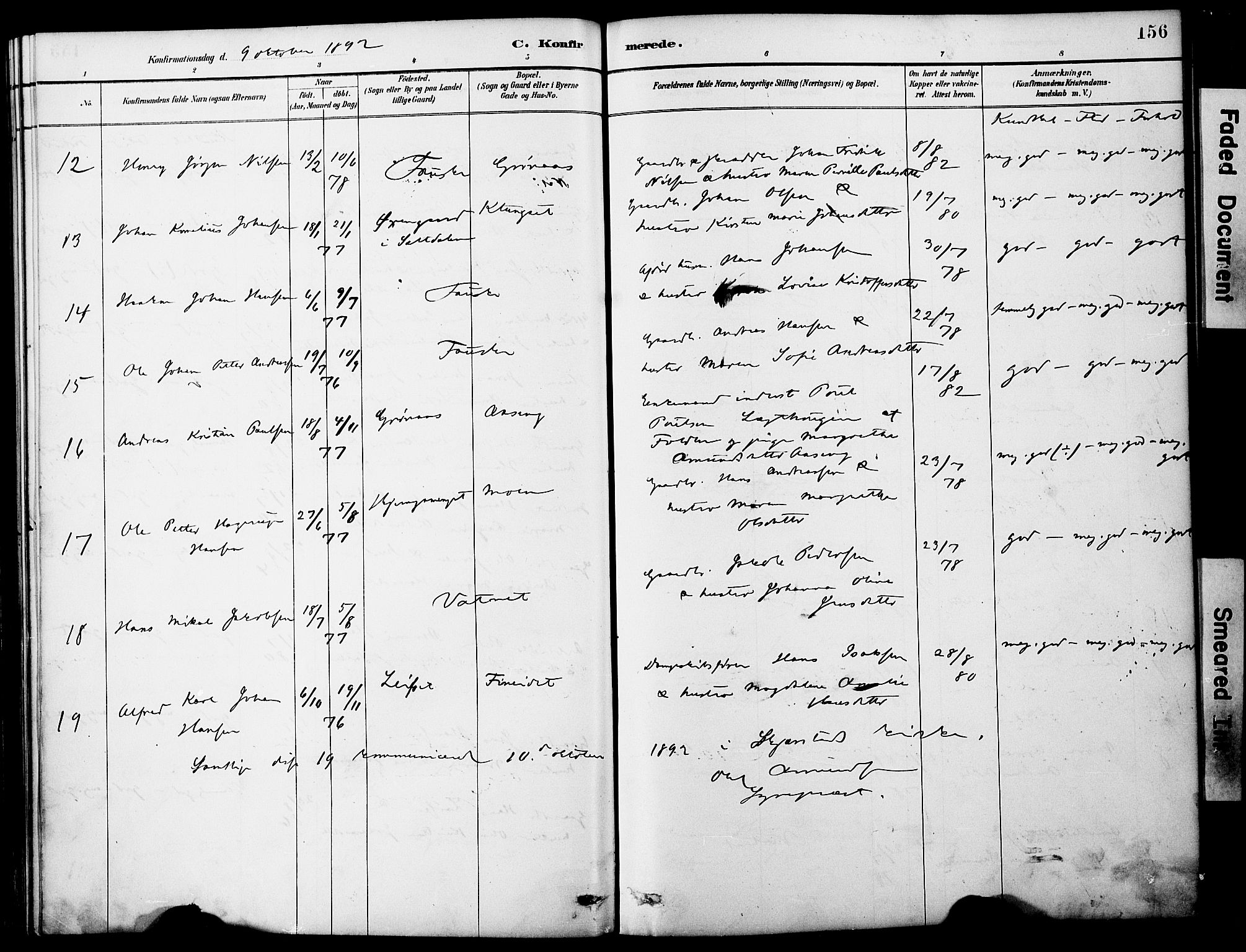 Ministerialprotokoller, klokkerbøker og fødselsregistre - Nordland, AV/SAT-A-1459/849/L0690: Parish register (official) no. 849A02, 1890-1897, p. 156