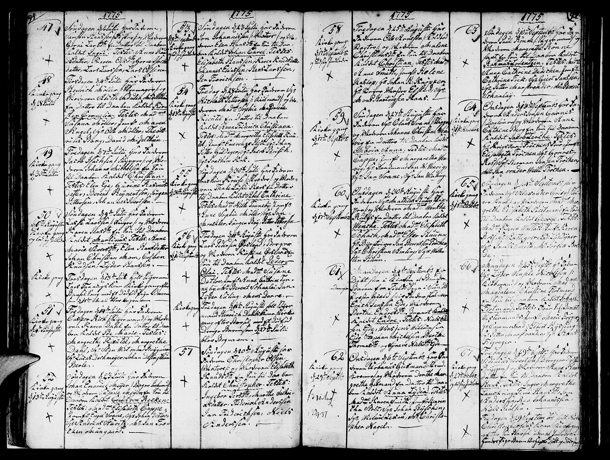 Nykirken Sokneprestembete, AV/SAB-A-77101/H/Haa/L0004: Parish register (official) no. A 4, 1765-1775, p. 94-95