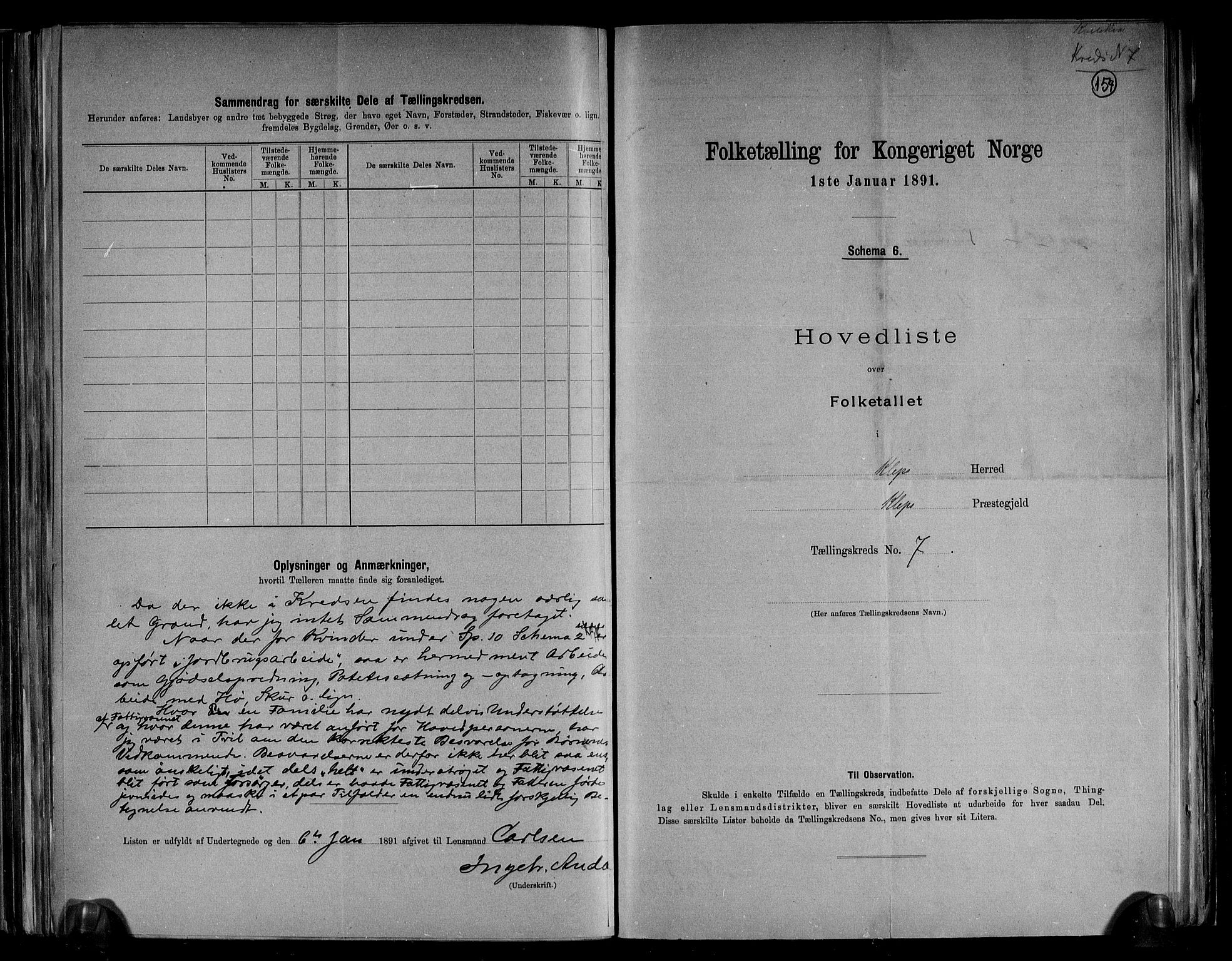 RA, 1891 census for 1120 Klepp, 1891, p. 18