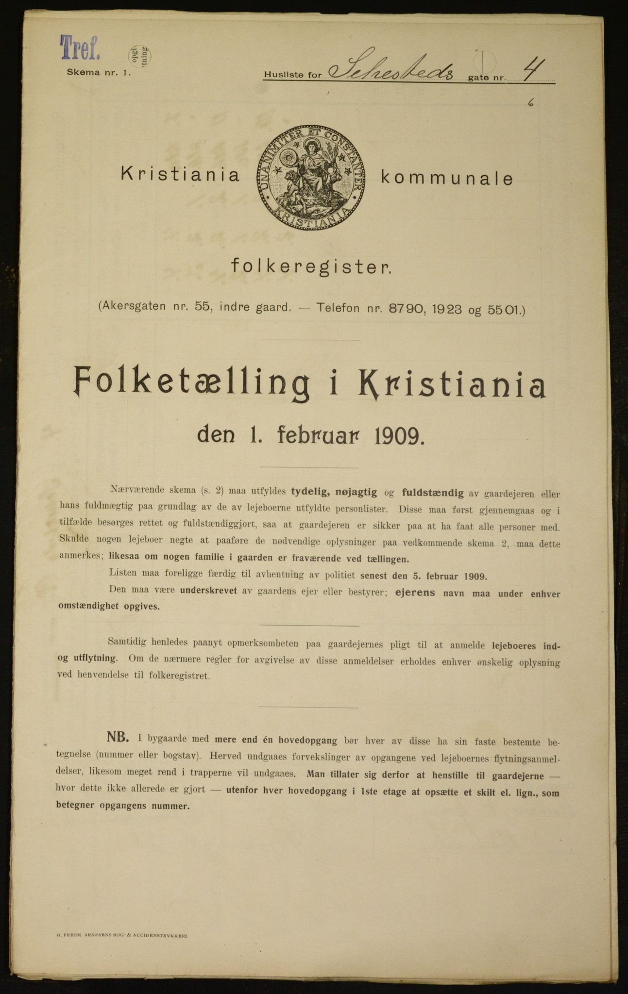 OBA, Municipal Census 1909 for Kristiania, 1909, p. 85140