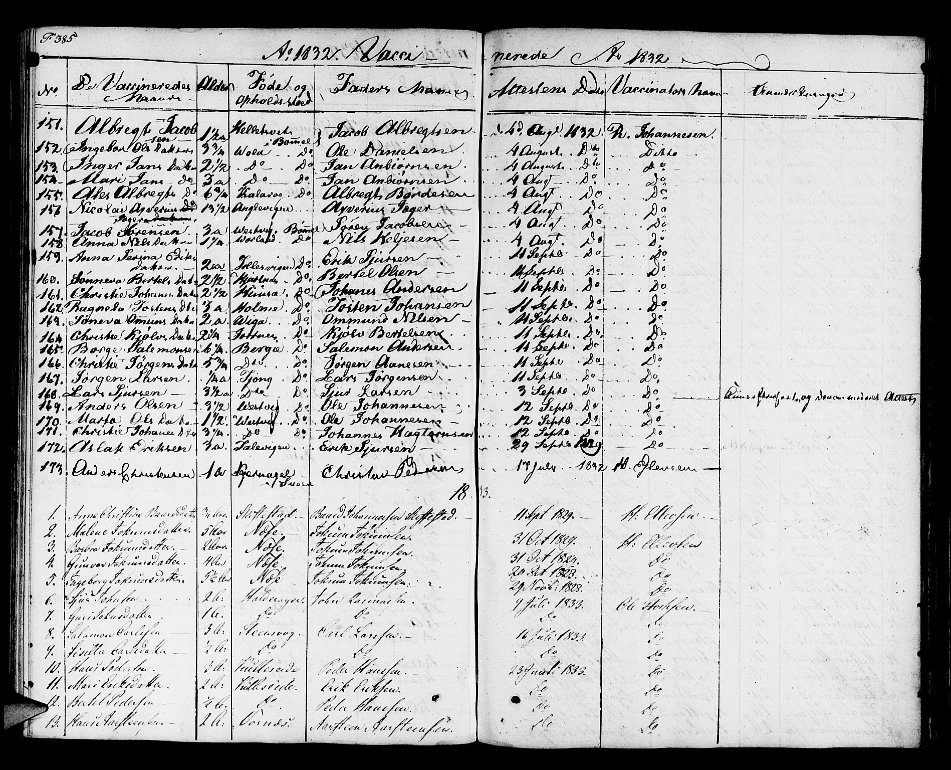 Finnås sokneprestembete, SAB/A-99925/H/Ha/Haa/Haaa/L0005: Parish register (official) no. A 5, 1823-1835, p. 385