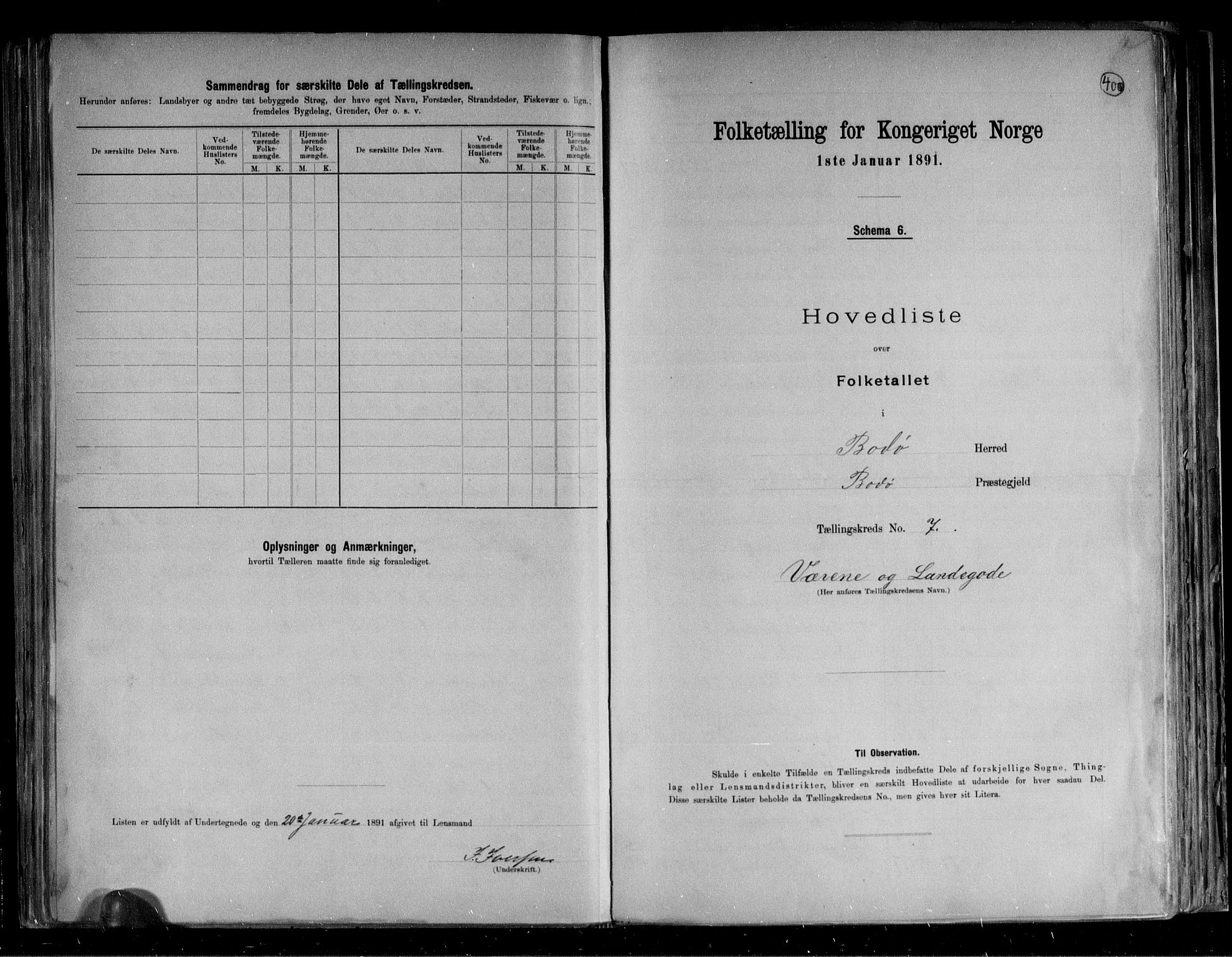 RA, 1891 census for 1843 Bodø, 1891, p. 22