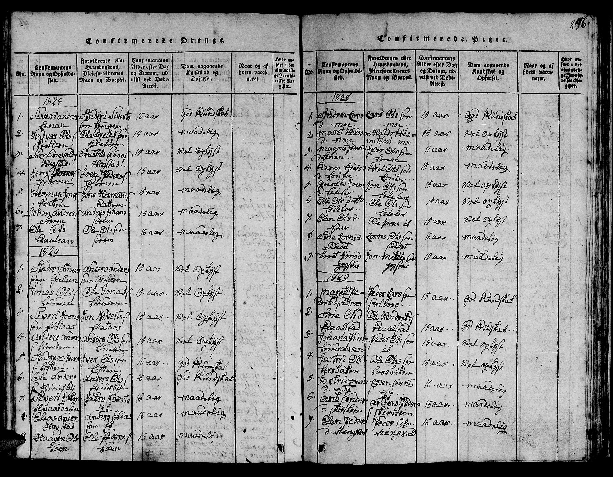 Ministerialprotokoller, klokkerbøker og fødselsregistre - Sør-Trøndelag, SAT/A-1456/613/L0393: Parish register (copy) no. 613C01, 1816-1886, p. 246