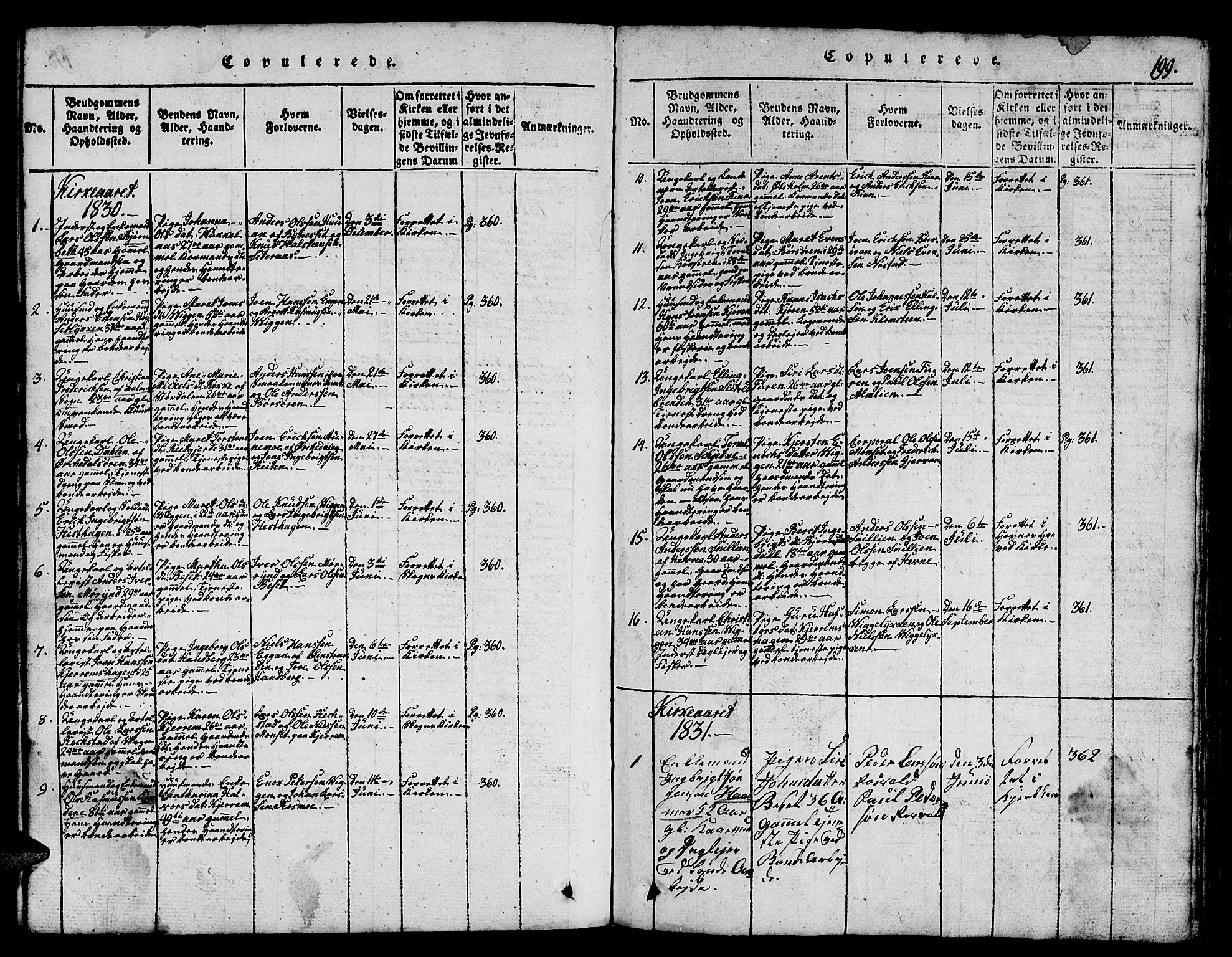 Ministerialprotokoller, klokkerbøker og fødselsregistre - Sør-Trøndelag, SAT/A-1456/665/L0776: Parish register (copy) no. 665C01, 1817-1837, p. 199
