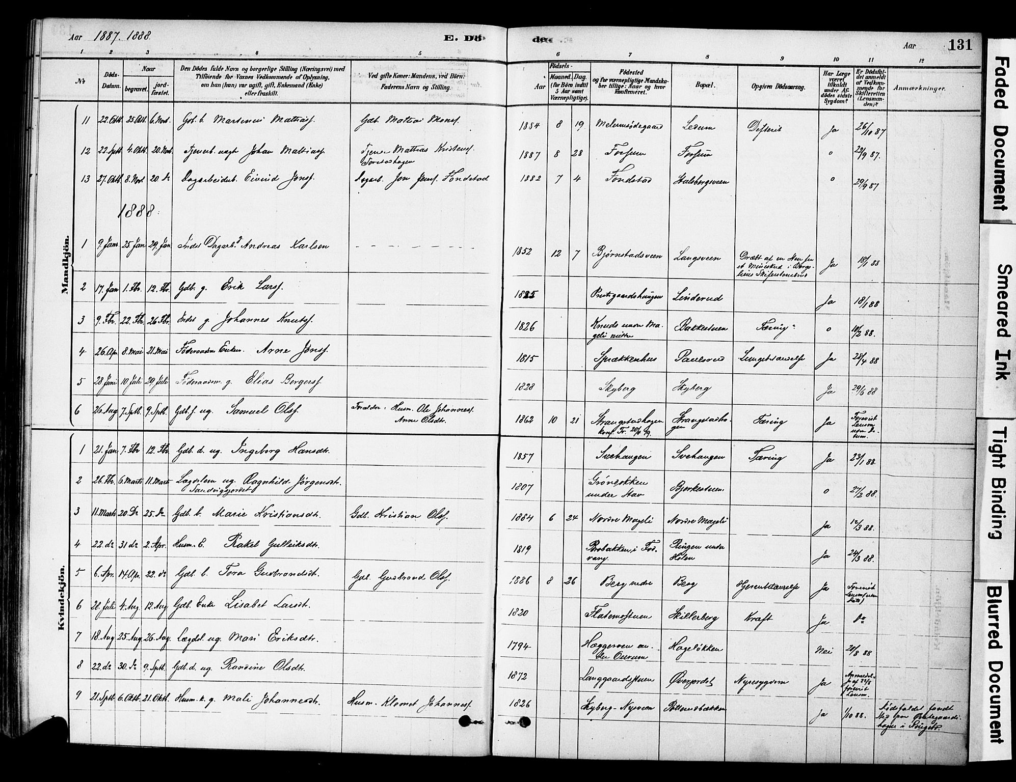 Øyer prestekontor, AV/SAH-PREST-084/H/Ha/Haa/L0009: Parish register (official) no. 9, 1878-1893, p. 131