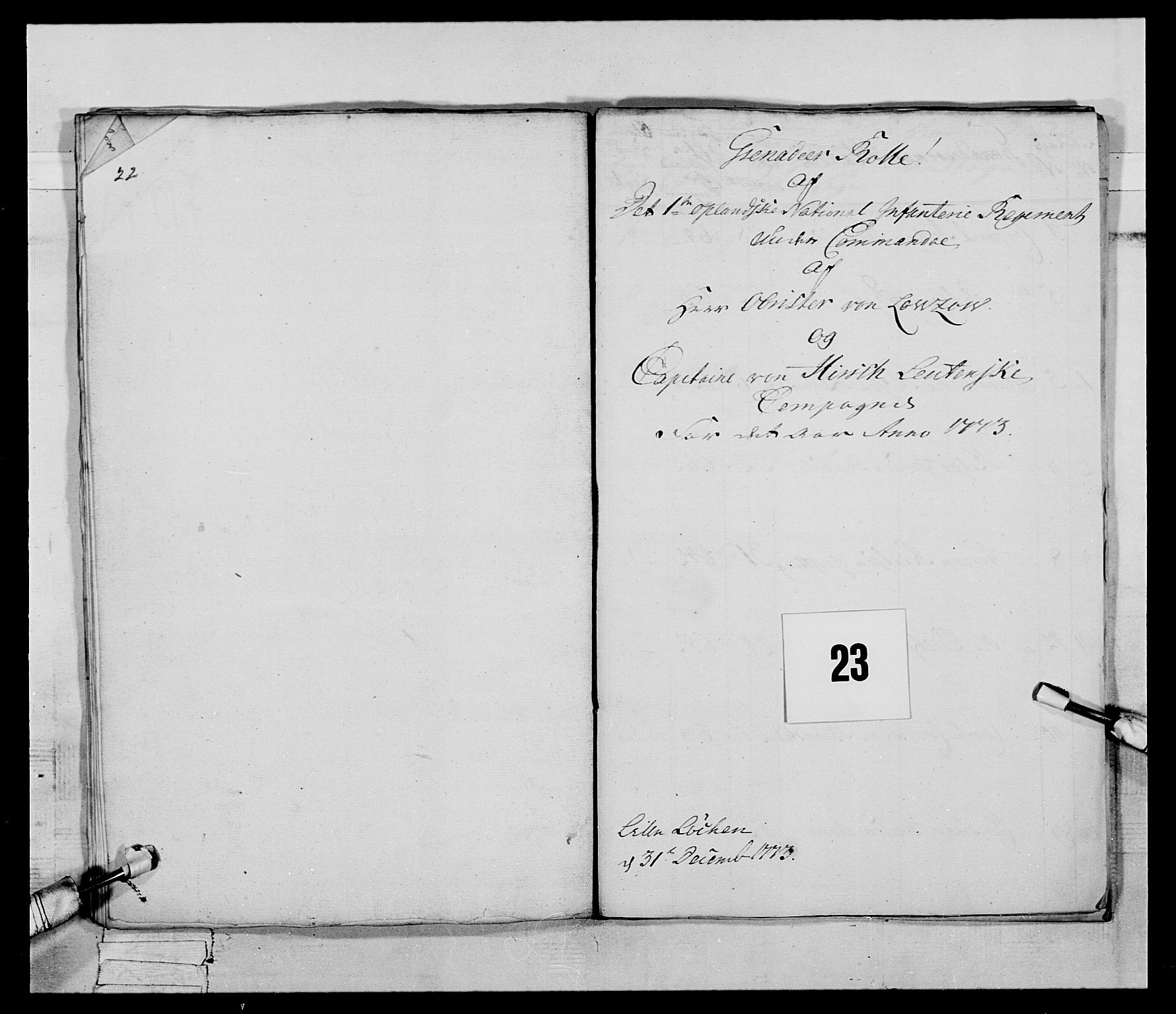 Generalitets- og kommissariatskollegiet, Det kongelige norske kommissariatskollegium, RA/EA-5420/E/Eh/L0058: 1. Opplandske nasjonale infanteriregiment, 1772-1774, p. 213