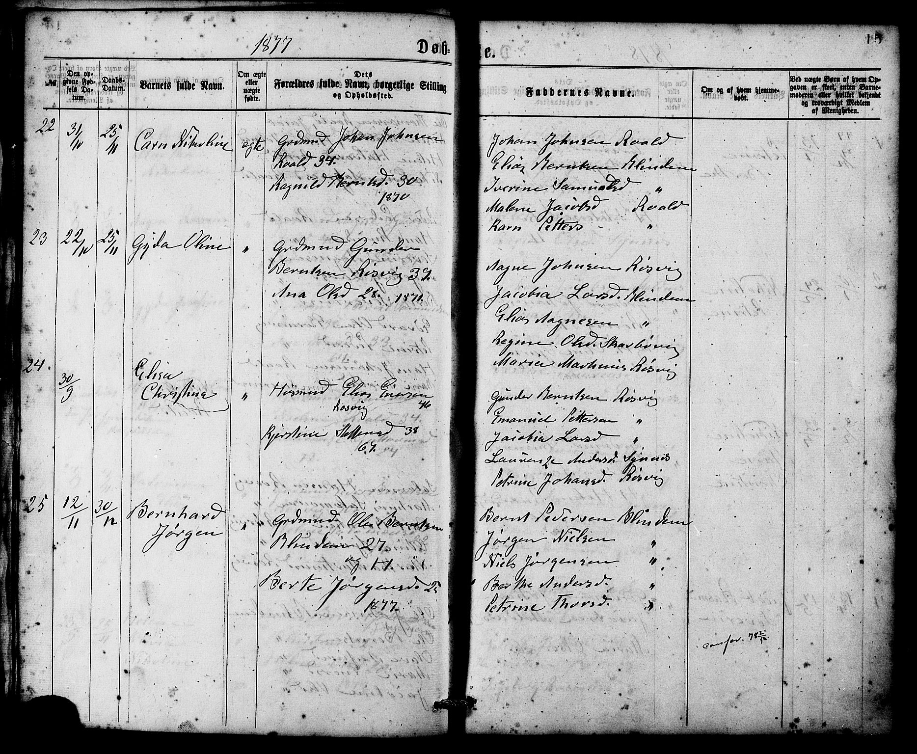 Ministerialprotokoller, klokkerbøker og fødselsregistre - Møre og Romsdal, AV/SAT-A-1454/537/L0519: Parish register (official) no. 537A03, 1876-1889, p. 15