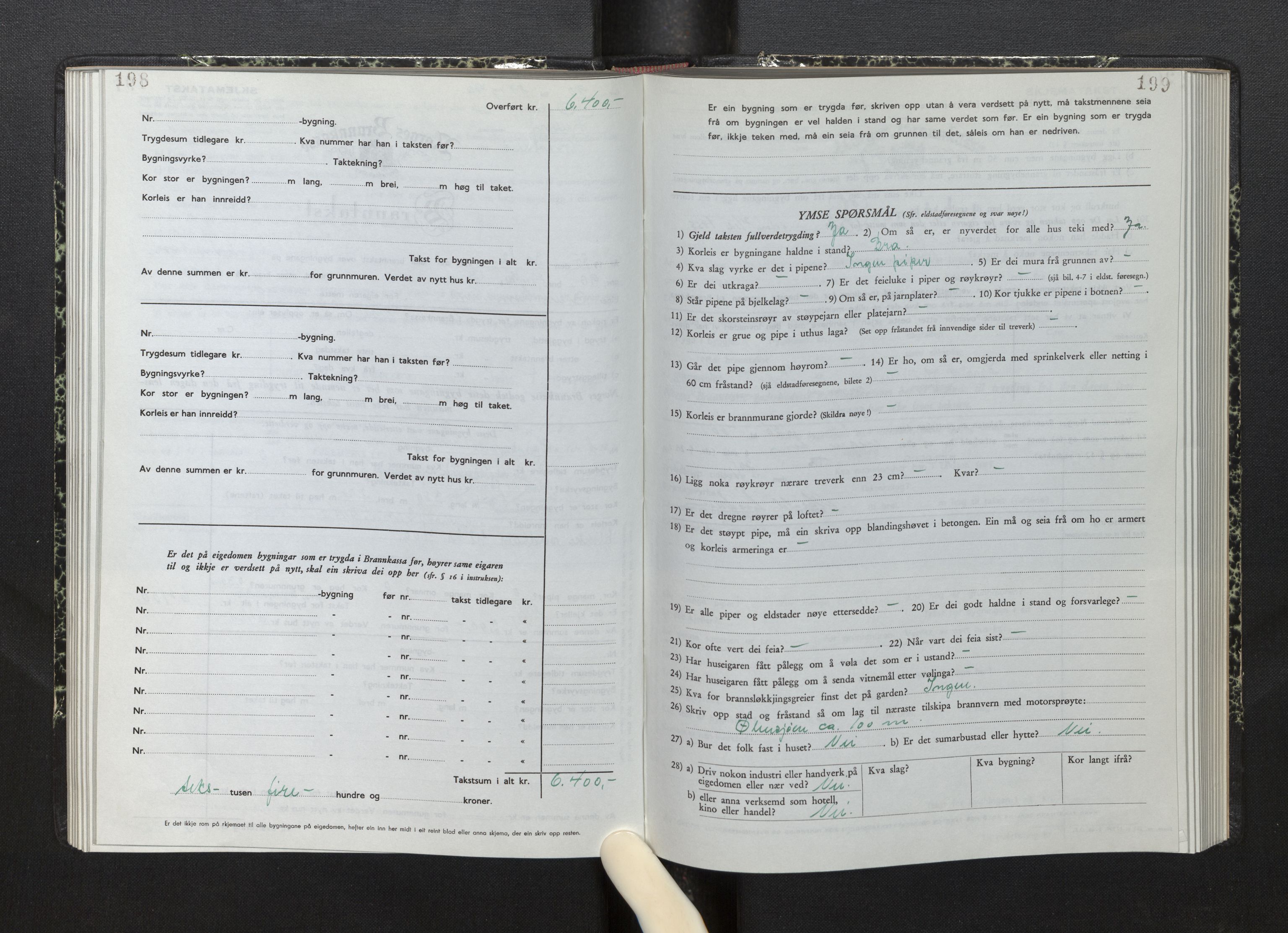 Lensmannen i Fjelberg, AV/SAB-A-32101/0012/L0008: Branntakstprotokoll, skjematakst, 1949-1955, p. 198-199