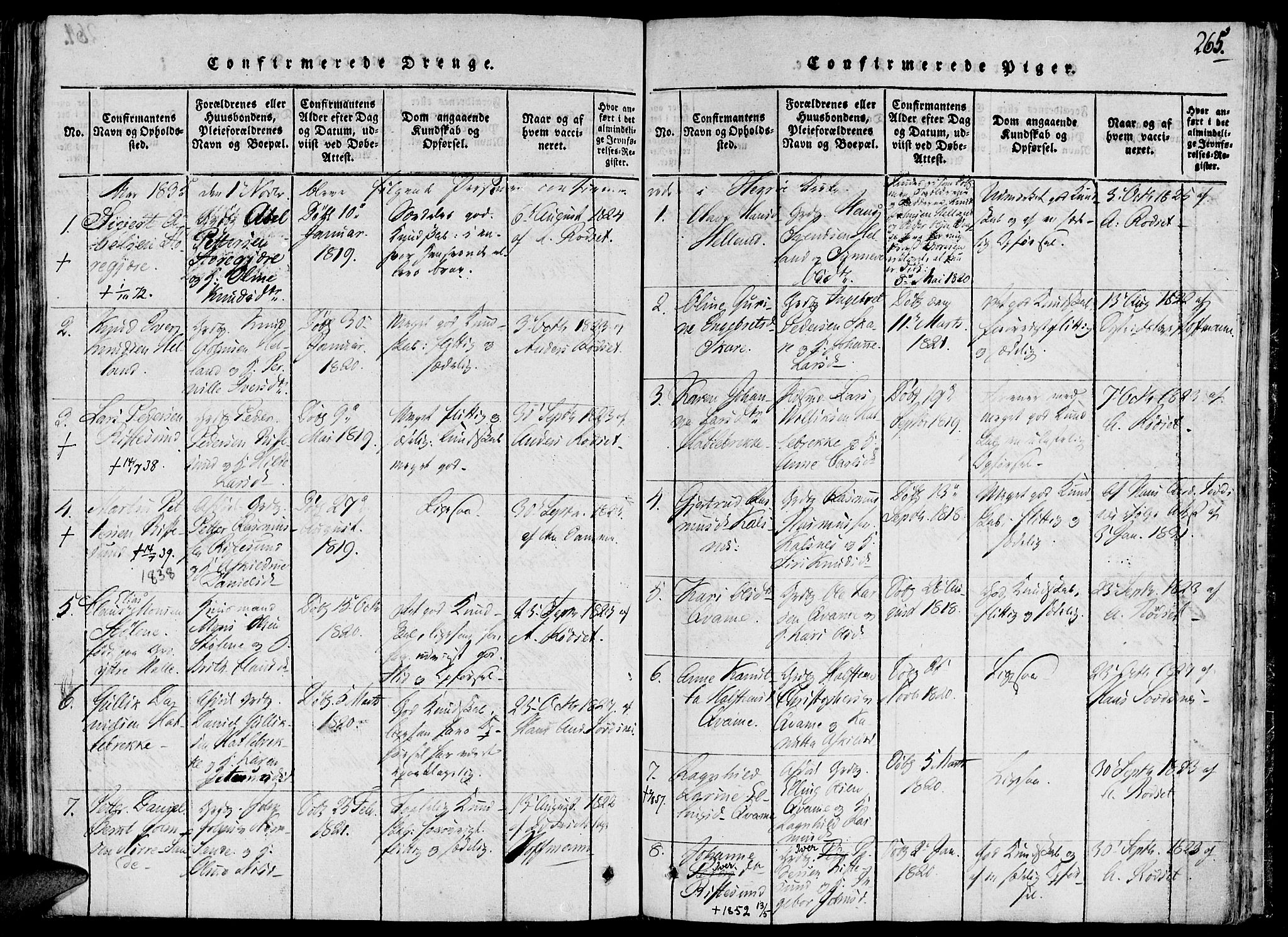 Ministerialprotokoller, klokkerbøker og fødselsregistre - Møre og Romsdal, AV/SAT-A-1454/503/L0033: Parish register (official) no. 503A01, 1816-1841, p. 265