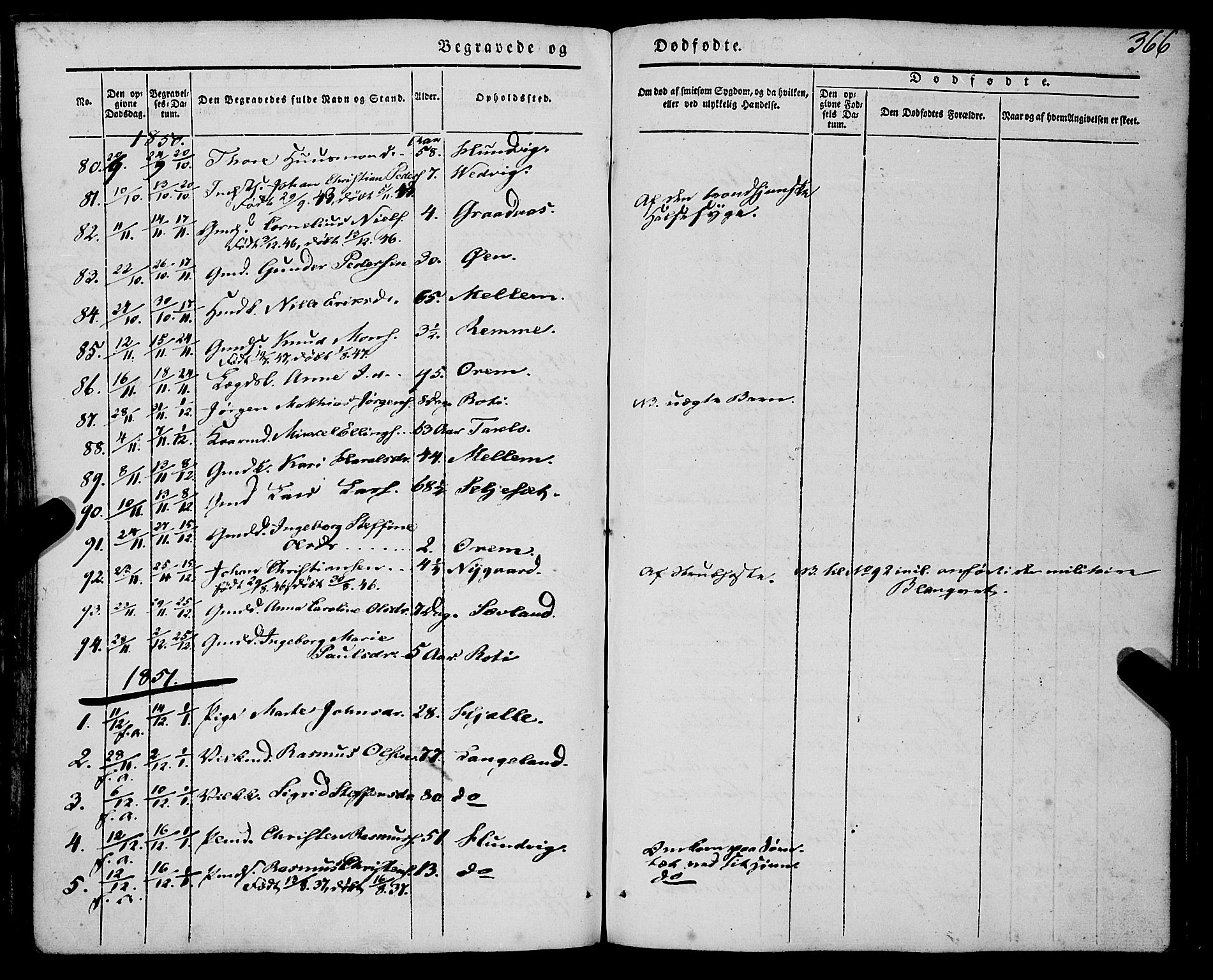 Eid sokneprestembete, AV/SAB-A-82301/H/Haa/Haaa/L0007: Parish register (official) no. A 7, 1844-1858, p. 366