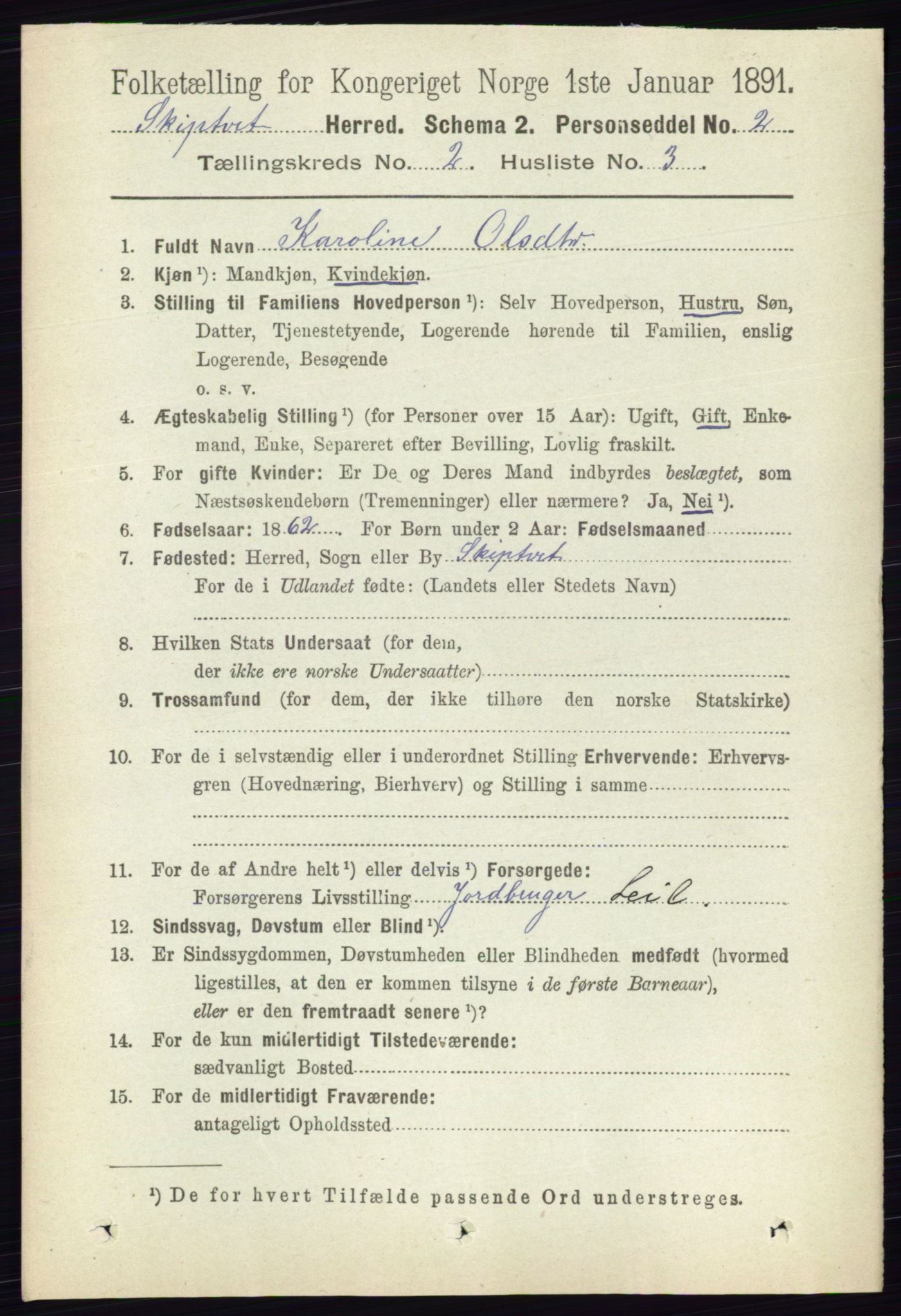 RA, 1891 census for 0127 Skiptvet, 1891, p. 578