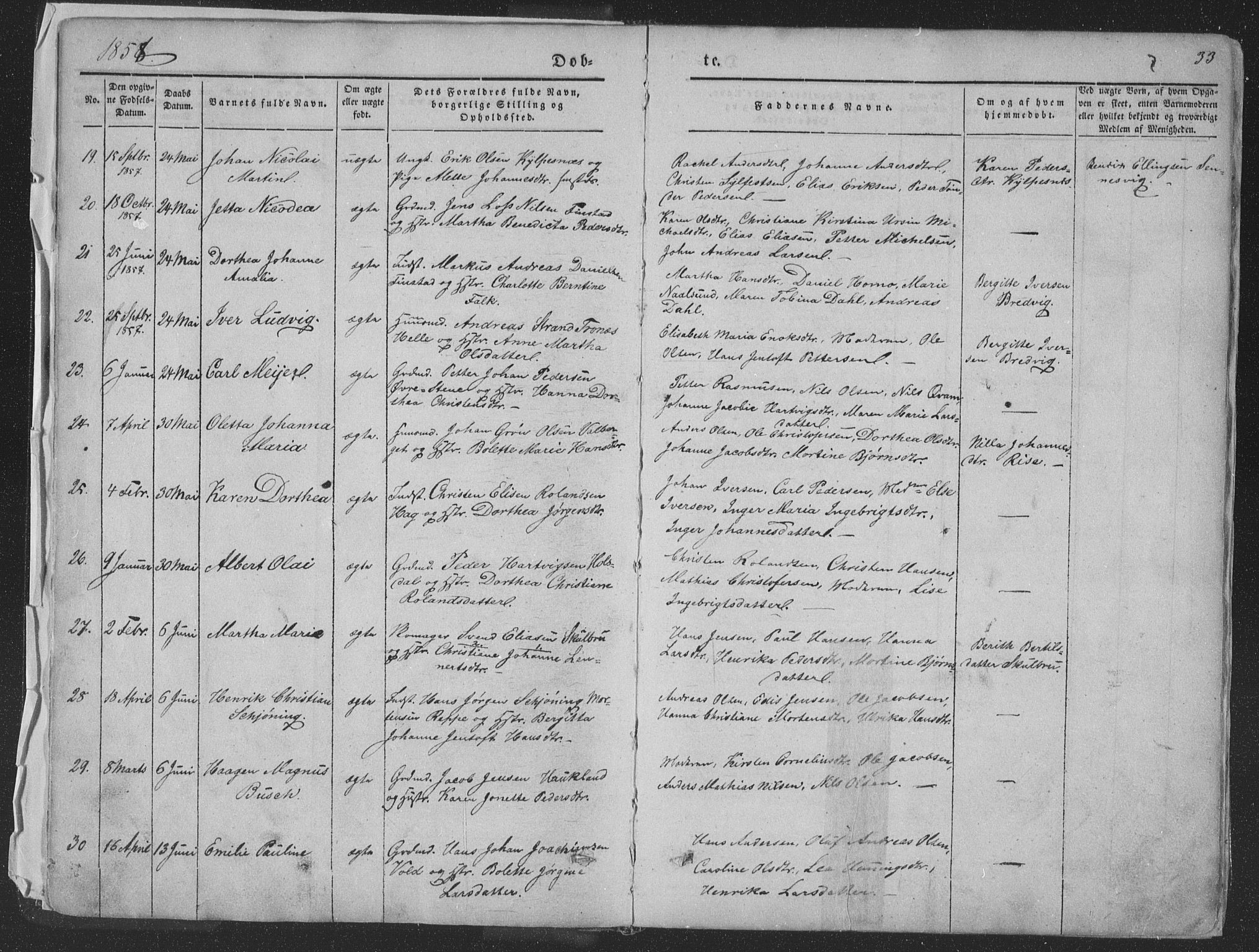 Ministerialprotokoller, klokkerbøker og fødselsregistre - Nordland, AV/SAT-A-1459/881/L1165: Parish register (copy) no. 881C02, 1854-1876, p. 33