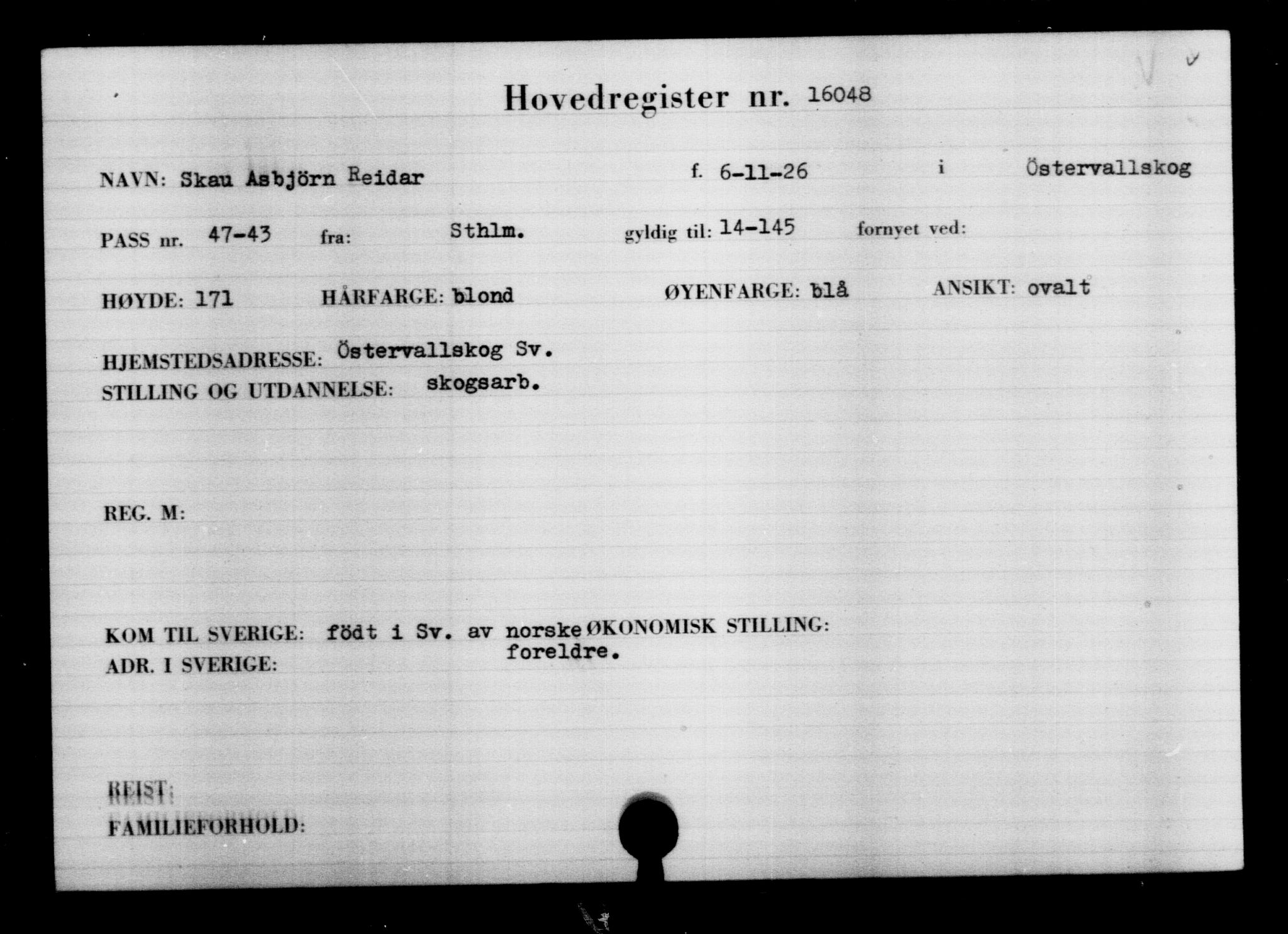 Den Kgl. Norske Legasjons Flyktningskontor, RA/S-6753/V/Va/L0008: Kjesäterkartoteket.  Flyktningenr. 15700-18547, 1940-1945, p. 379