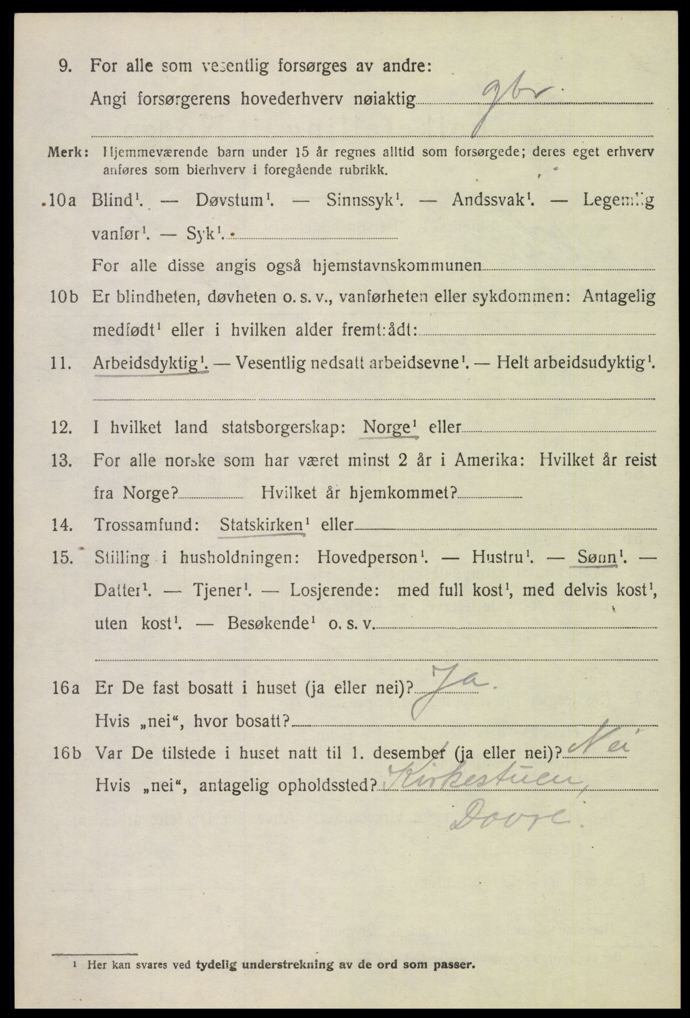 SAH, 1920 census for Nord-Fron, 1920, p. 3279