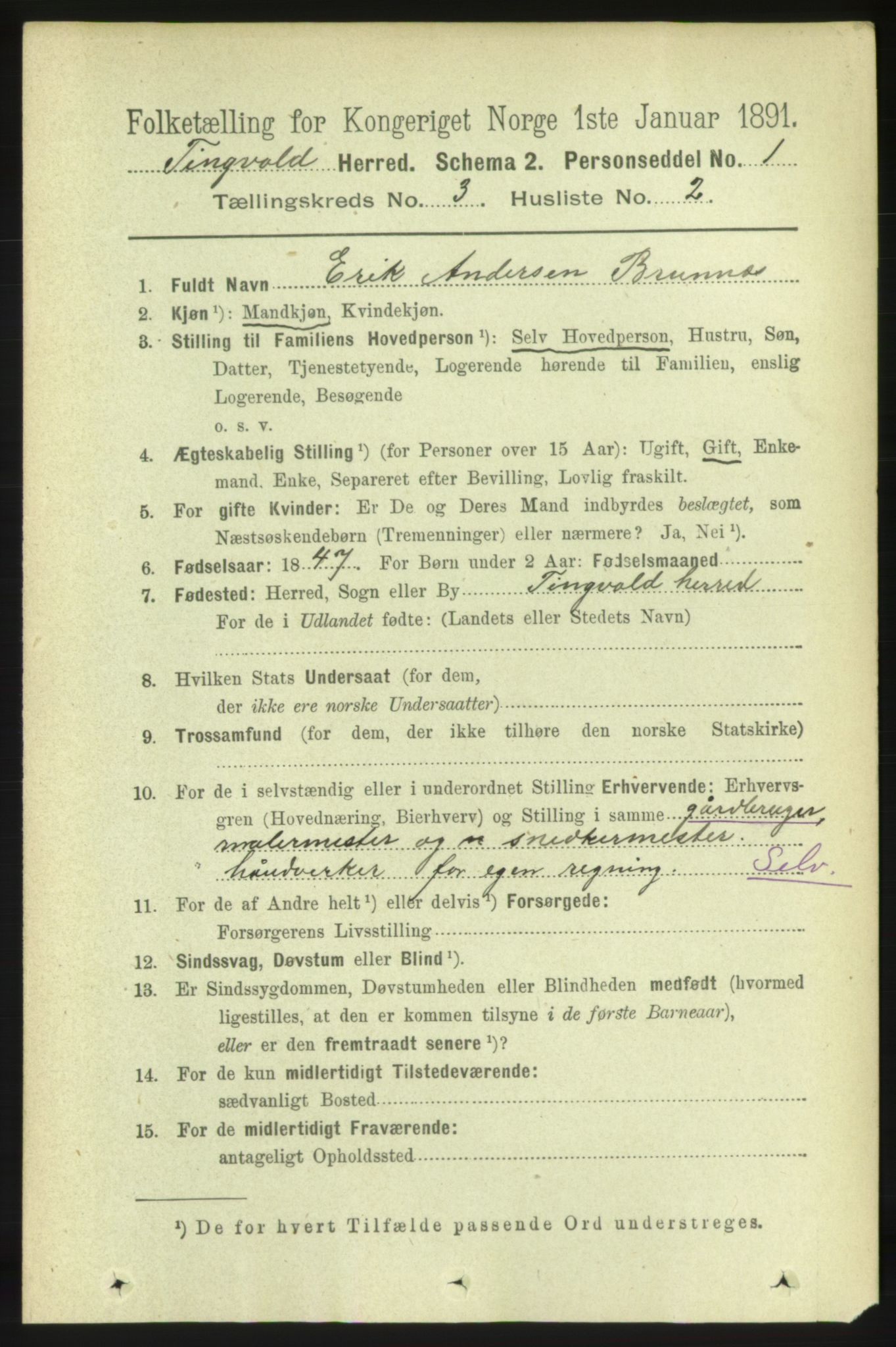 RA, 1891 census for 1560 Tingvoll, 1891, p. 1001