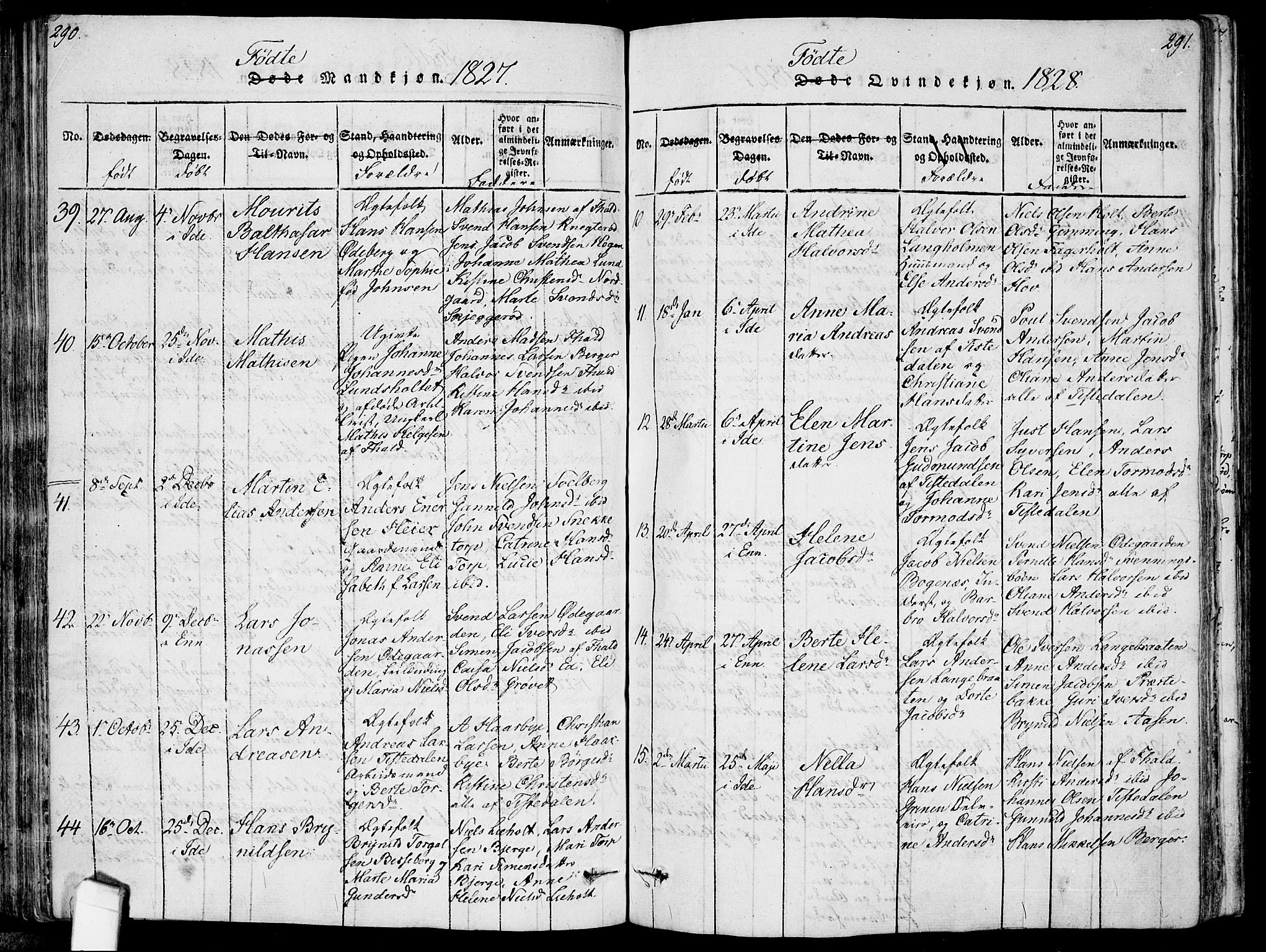 Idd prestekontor Kirkebøker, AV/SAO-A-10911/F/Fc/L0002: Parish register (official) no. III 2, 1815-1831, p. 290-291