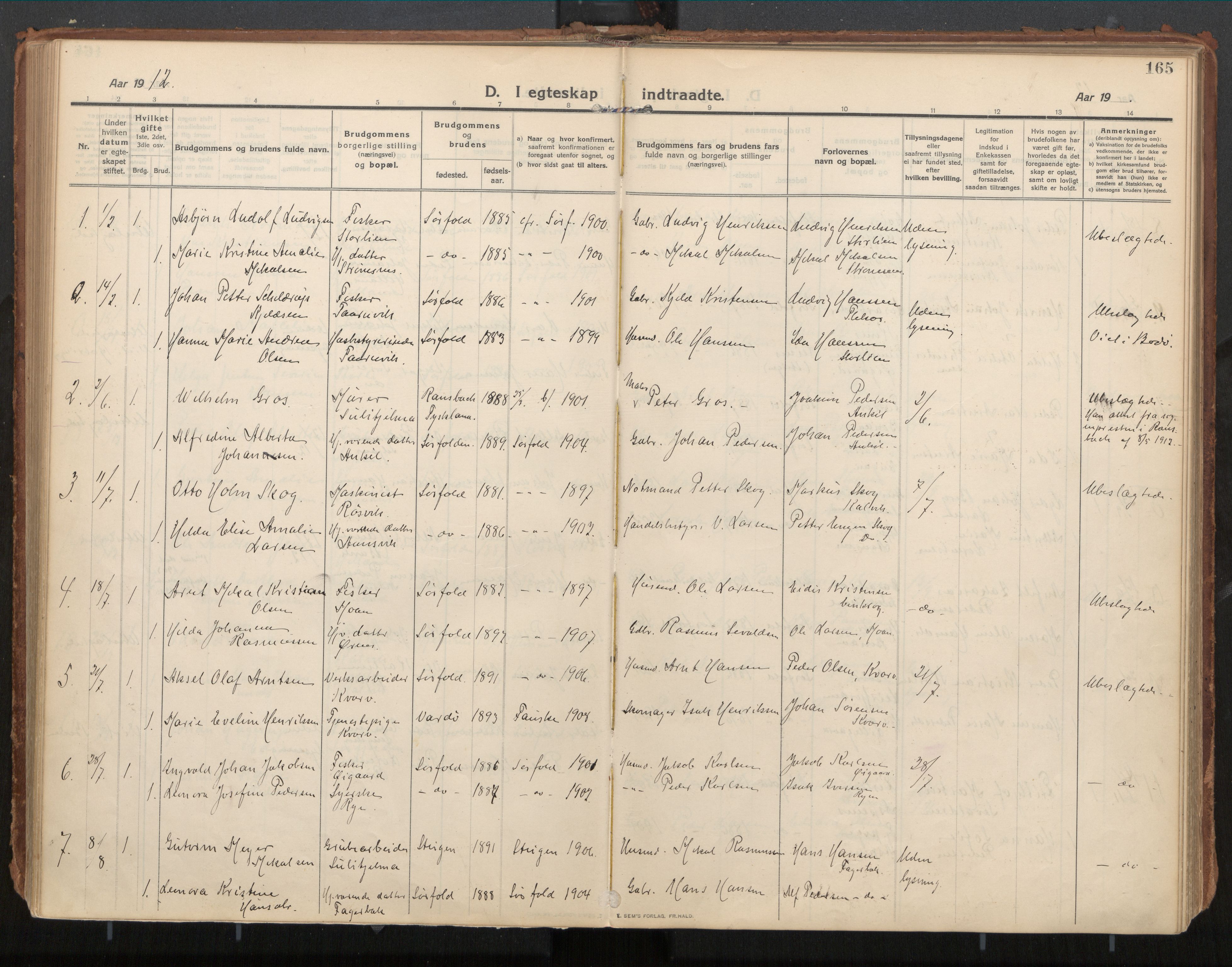 Ministerialprotokoller, klokkerbøker og fødselsregistre - Nordland, SAT/A-1459/854/L0784: Parish register (official) no. 854A07, 1910-1922, p. 165