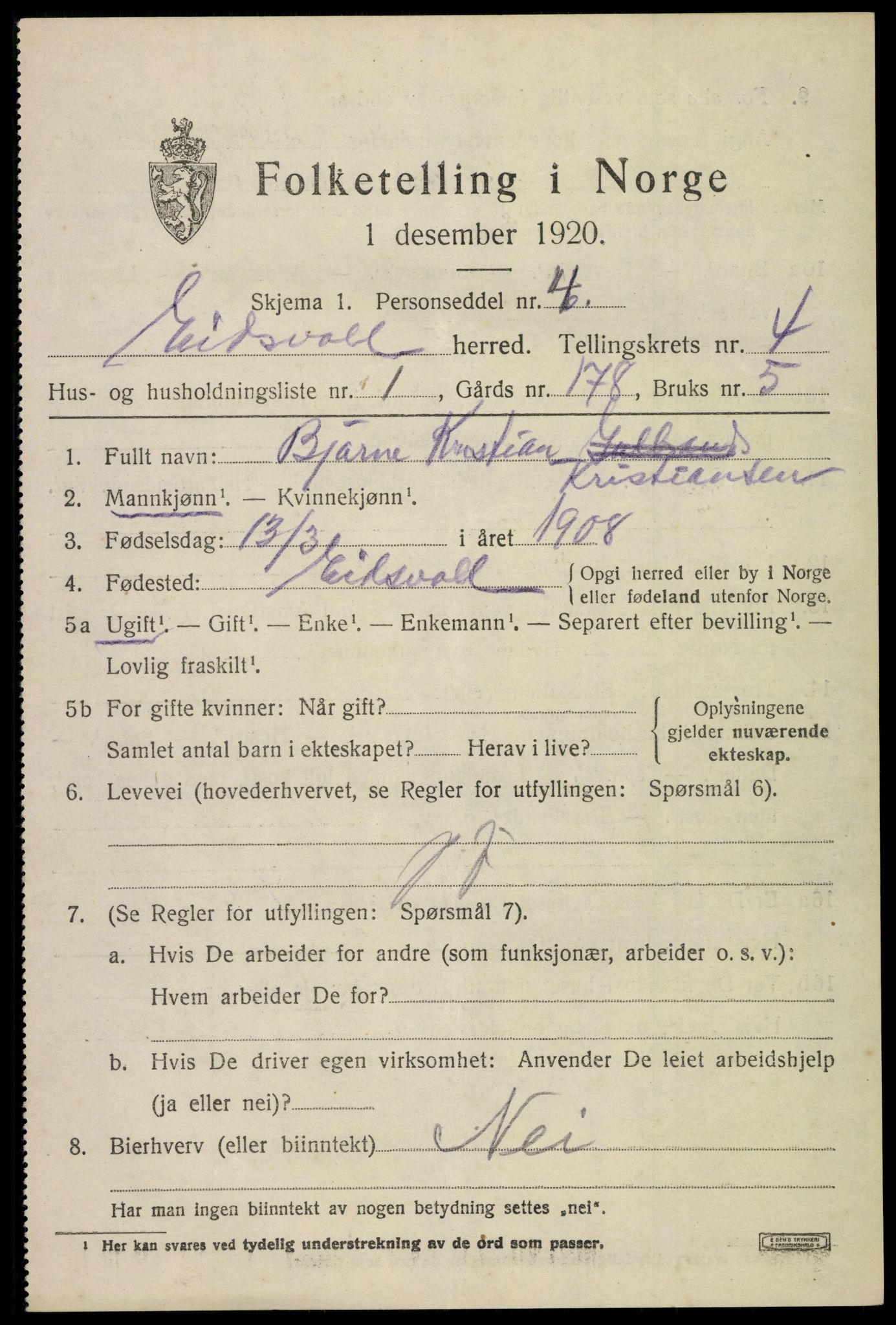 SAO, 1920 census for Eidsvoll, 1920, p. 9067