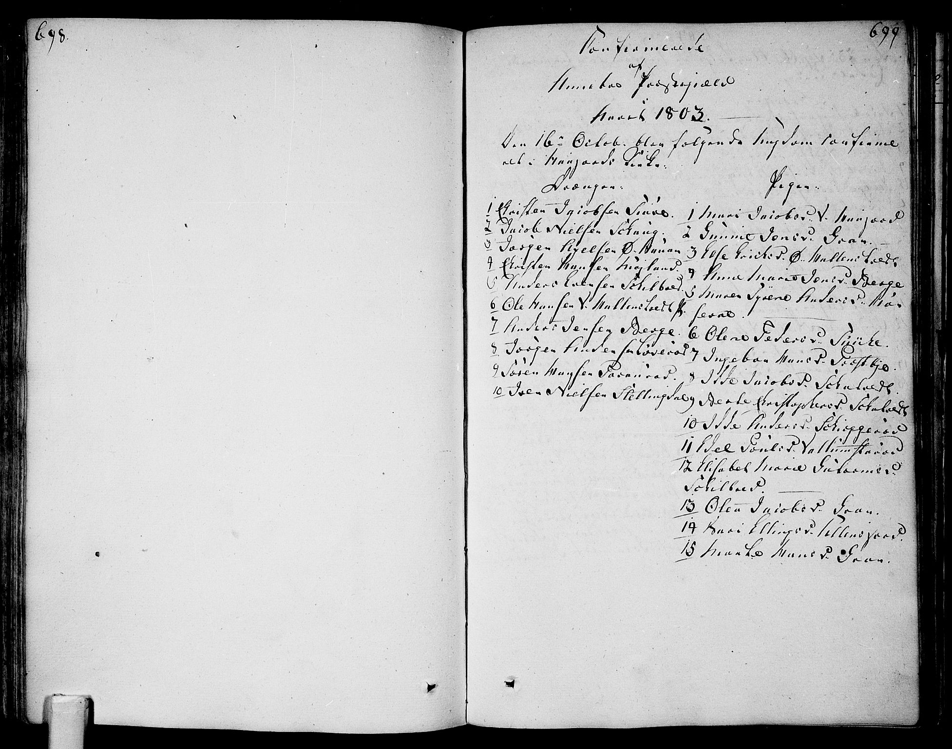 Andebu kirkebøker, AV/SAKO-A-336/F/Fa/L0003: Parish register (official) no. 3 /1, 1803-1828, p. 698-699