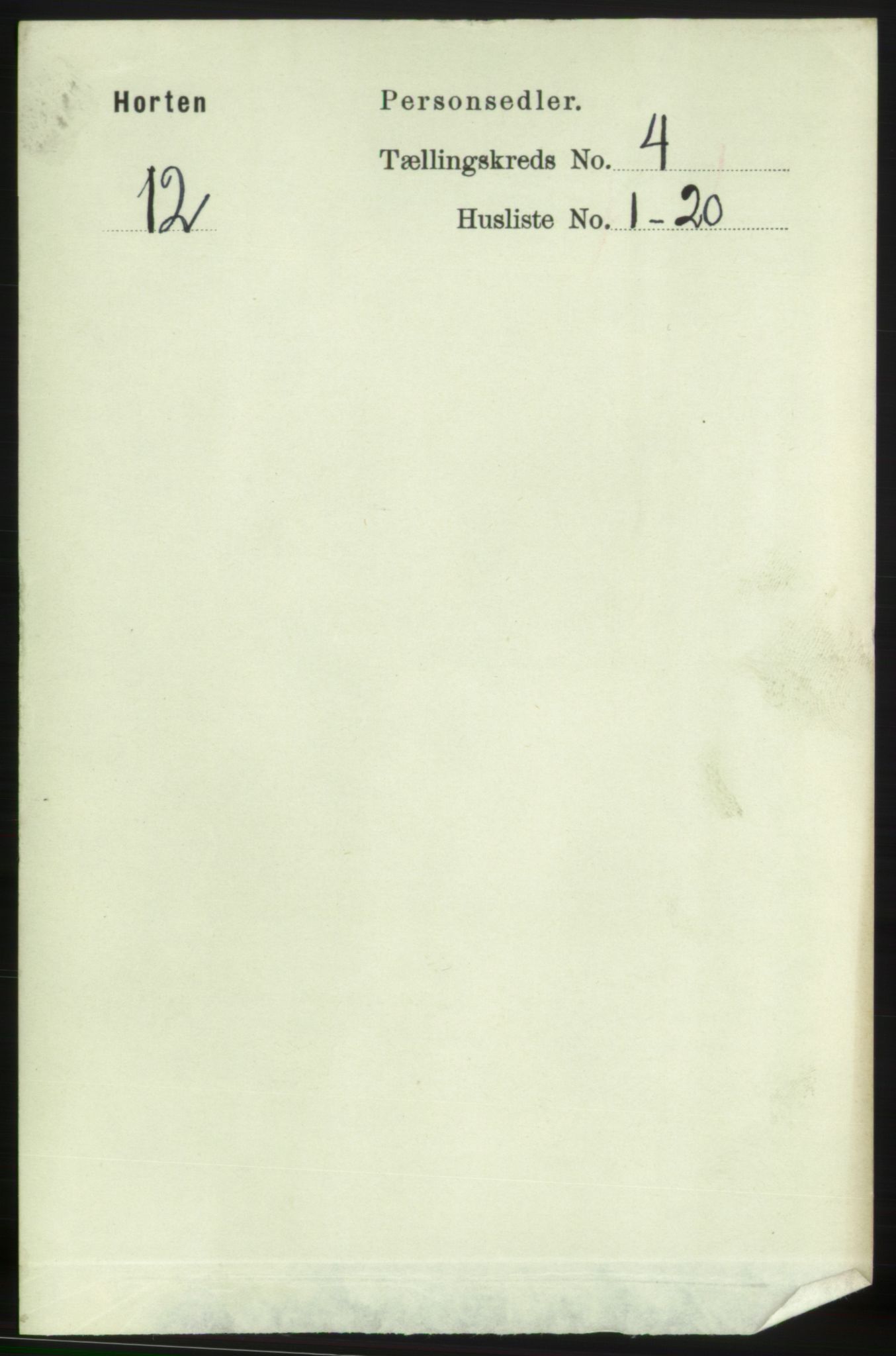 RA, 1891 census for 0703 Horten, 1891, p. 3222