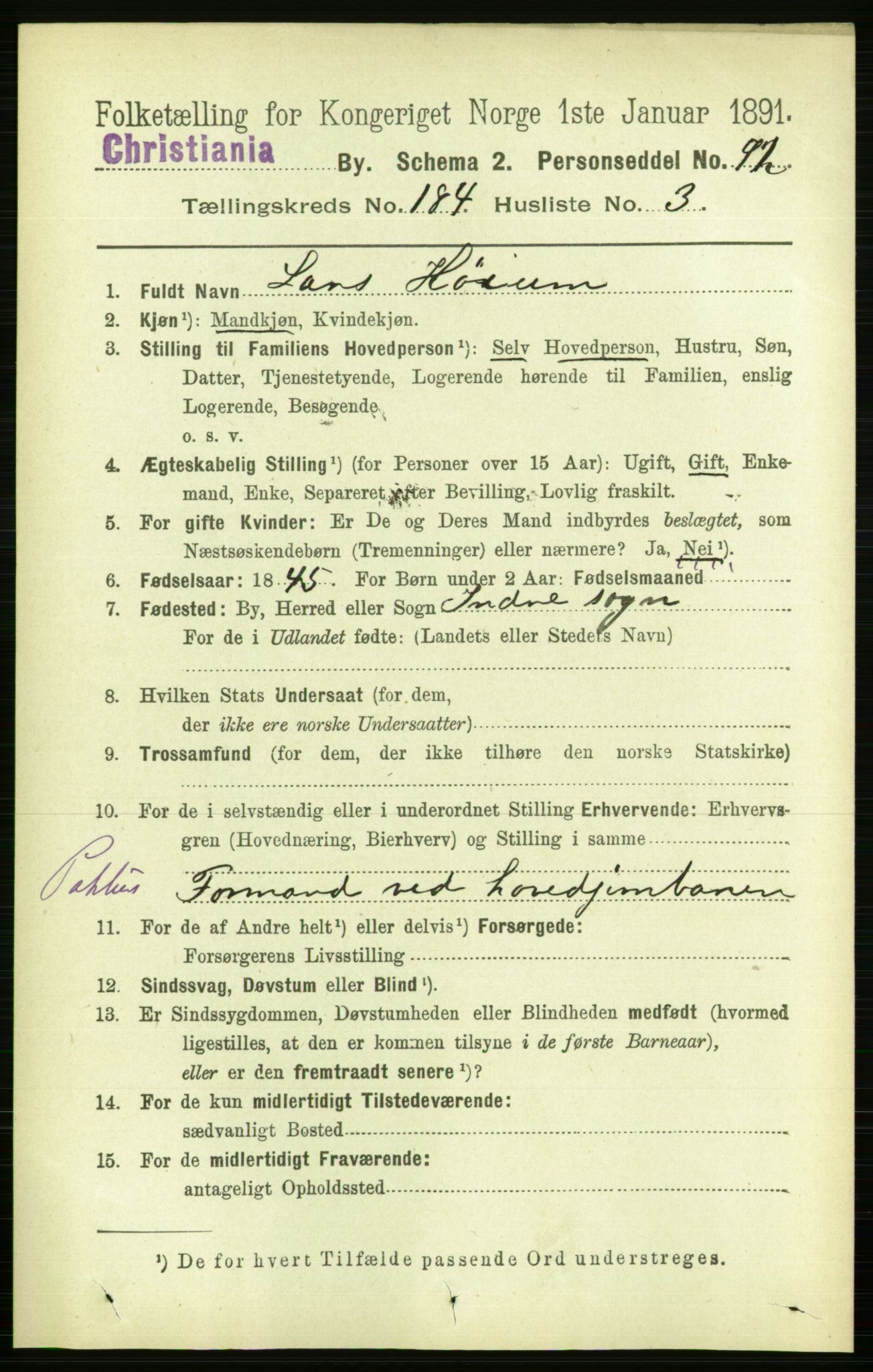 RA, 1891 census for 0301 Kristiania, 1891, p. 110130