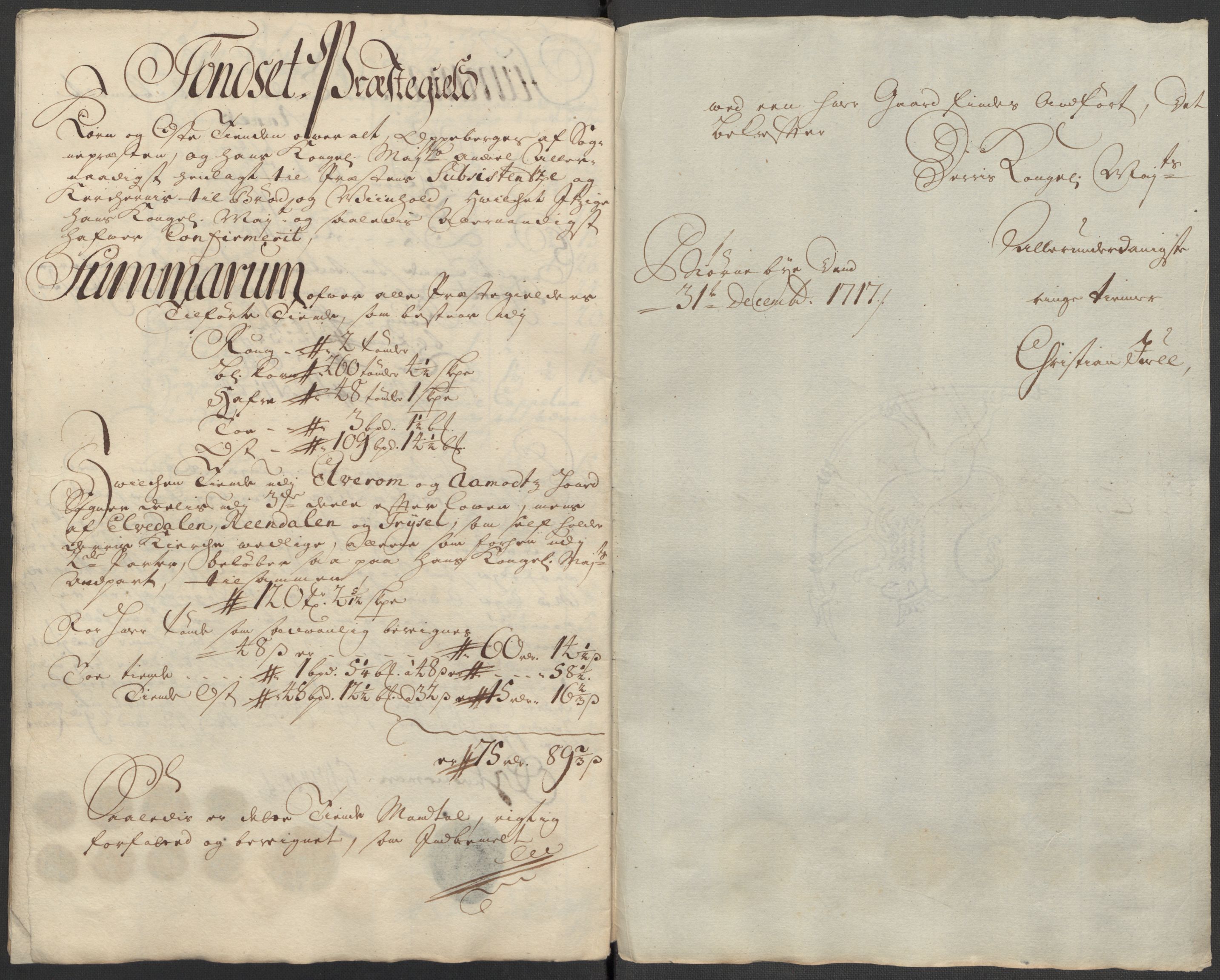 Rentekammeret inntil 1814, Reviderte regnskaper, Fogderegnskap, AV/RA-EA-4092/R13/L0856: Fogderegnskap Solør, Odal og Østerdal, 1717, p. 291