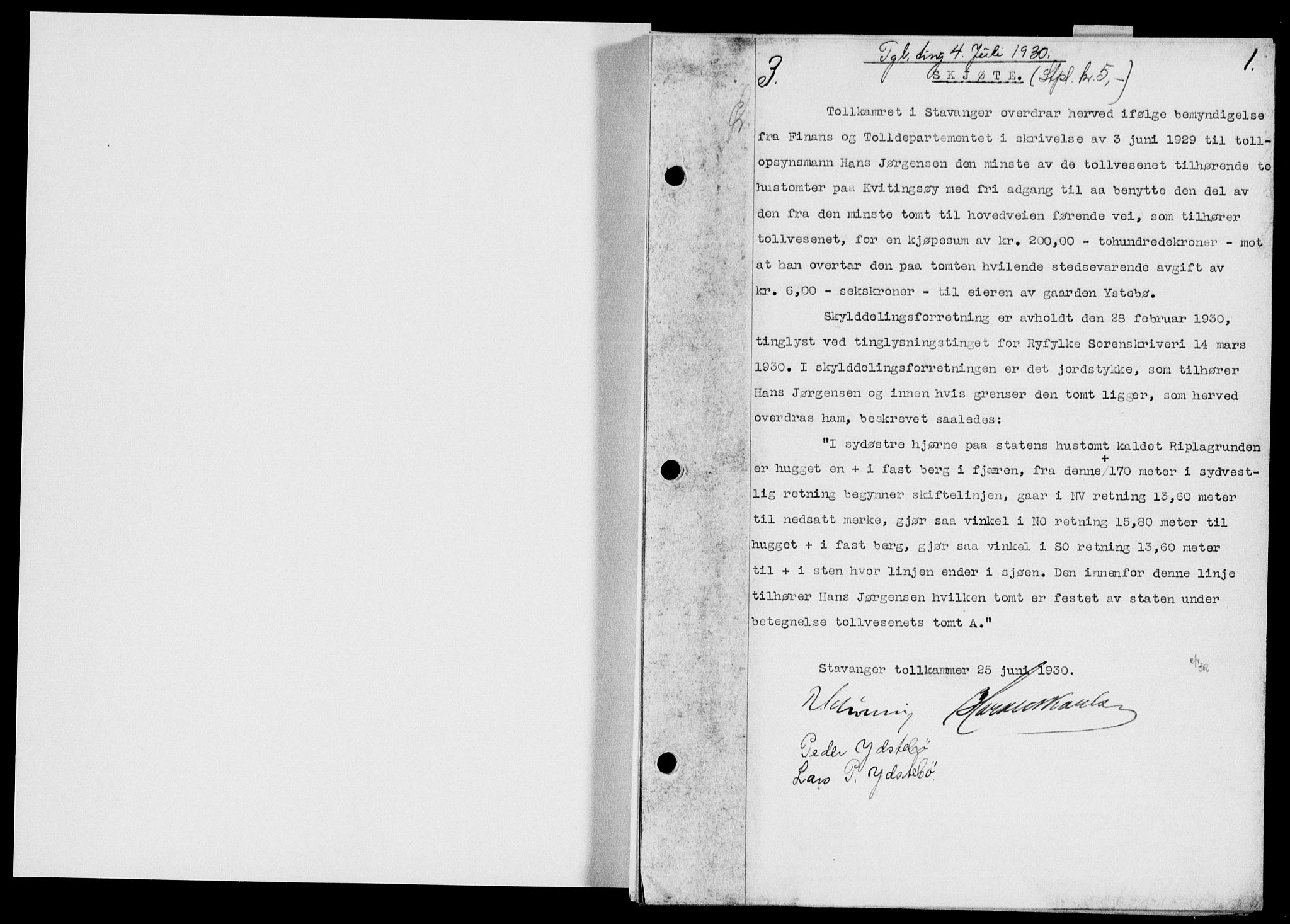 Ryfylke tingrett, SAST/A-100055/001/II/IIB/L0061: Mortgage book no. 40, 1930-1931, Deed date: 04.07.1930