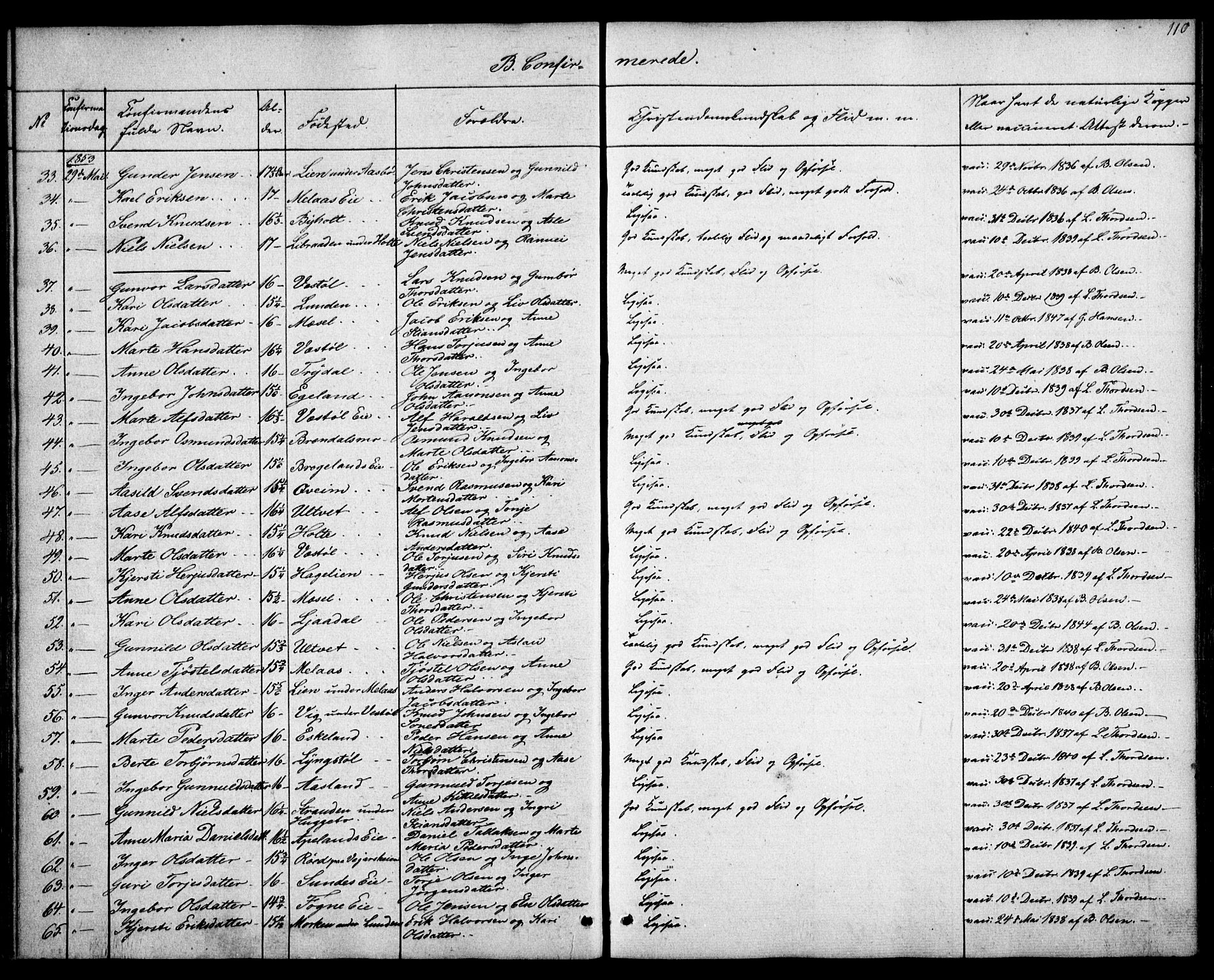 Gjerstad sokneprestkontor, AV/SAK-1111-0014/F/Fa/Faa/L0006: Parish register (official) no. A 6, 1841-1857, p. 110