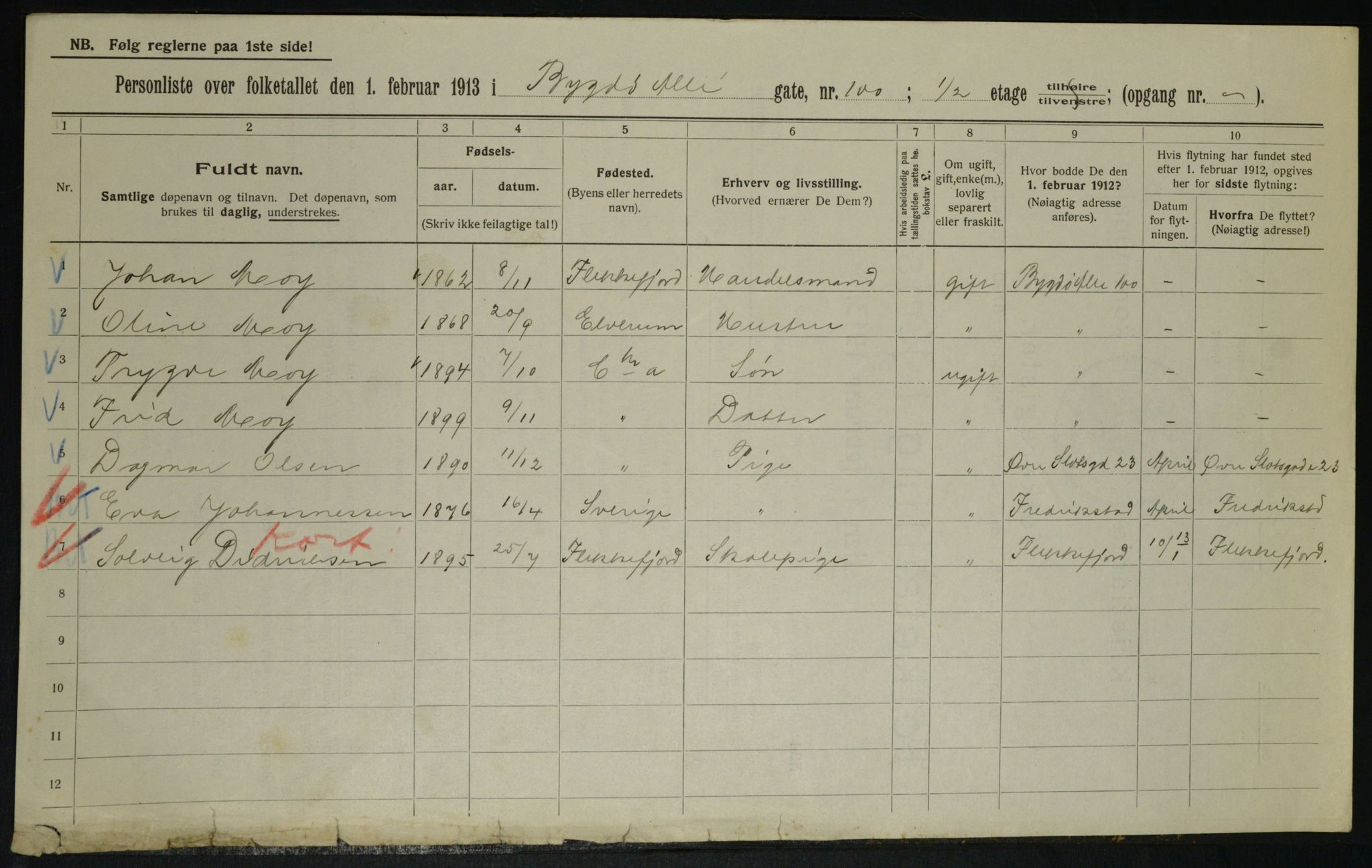 OBA, Municipal Census 1913 for Kristiania, 1913, p. 11023