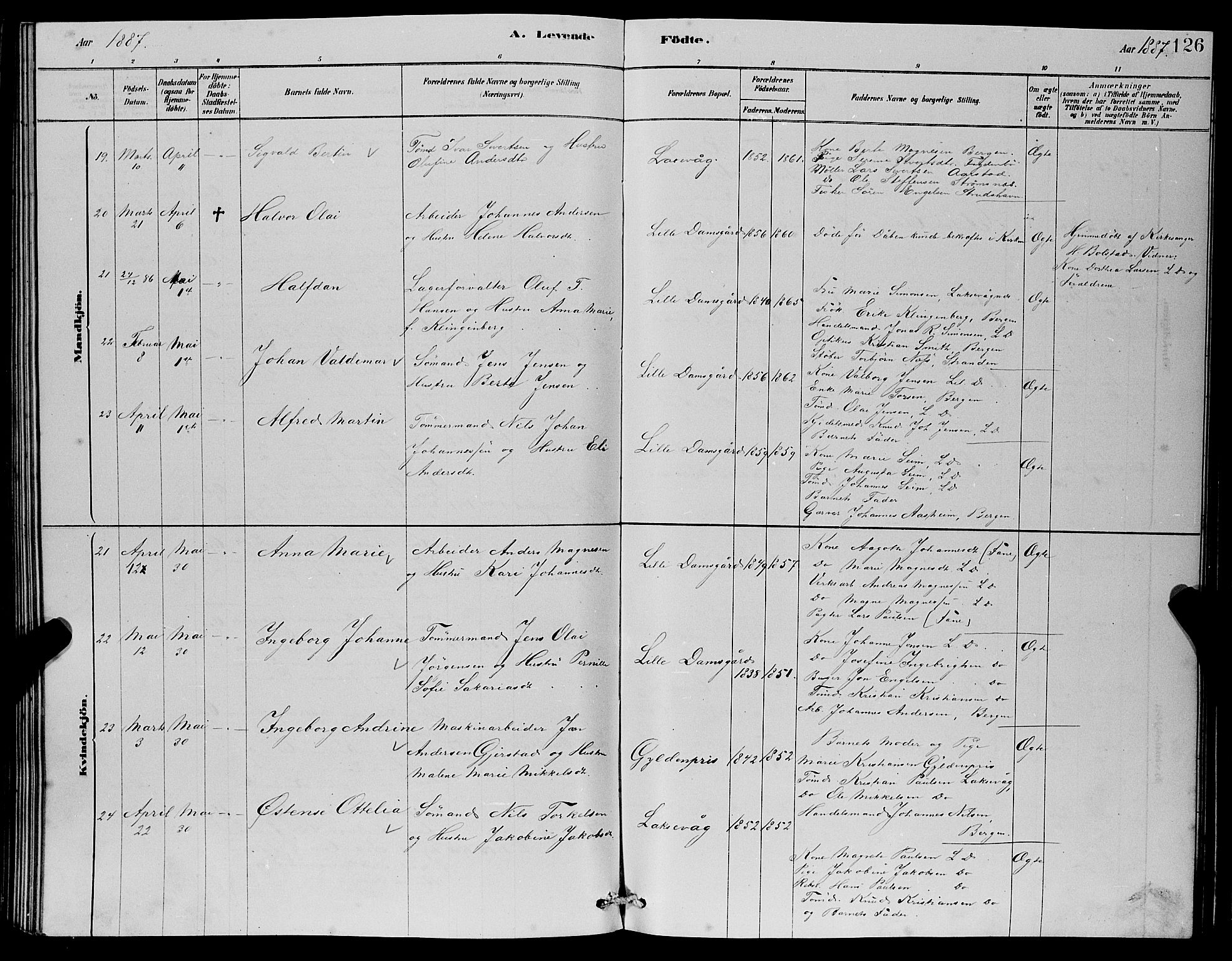 Laksevåg Sokneprestembete, AV/SAB-A-76501/H/Ha/Hab/Haba/L0002: Parish register (copy) no. A 2, 1877-1887, p. 126