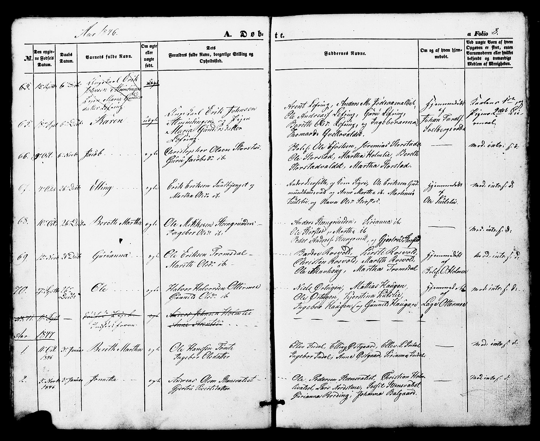 Ministerialprotokoller, klokkerbøker og fødselsregistre - Nord-Trøndelag, SAT/A-1458/724/L0268: Parish register (copy) no. 724C04, 1846-1878, p. 8