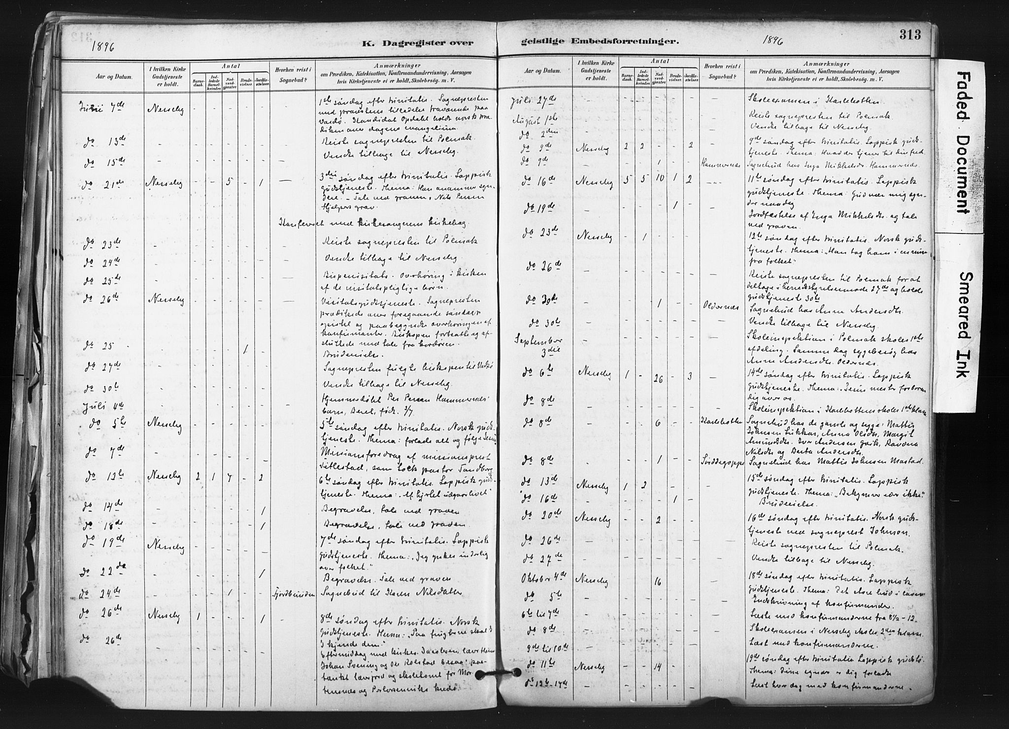 Nesseby sokneprestkontor, AV/SATØ-S-1330/H/Ha/L0006kirke: Parish register (official) no. 6, 1885-1985, p. 313