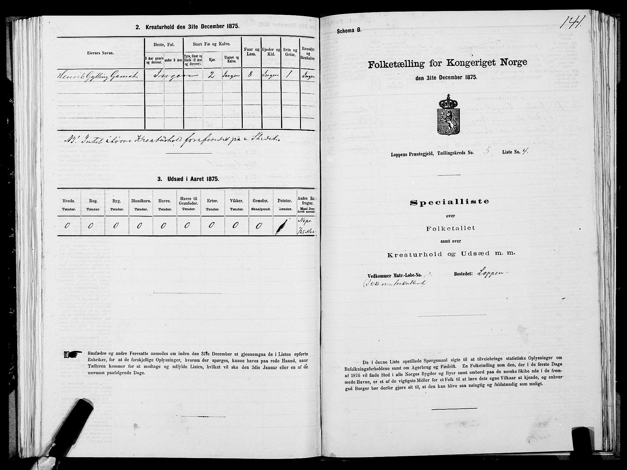 SATØ, 1875 census for 2014P Loppa, 1875, p. 2141