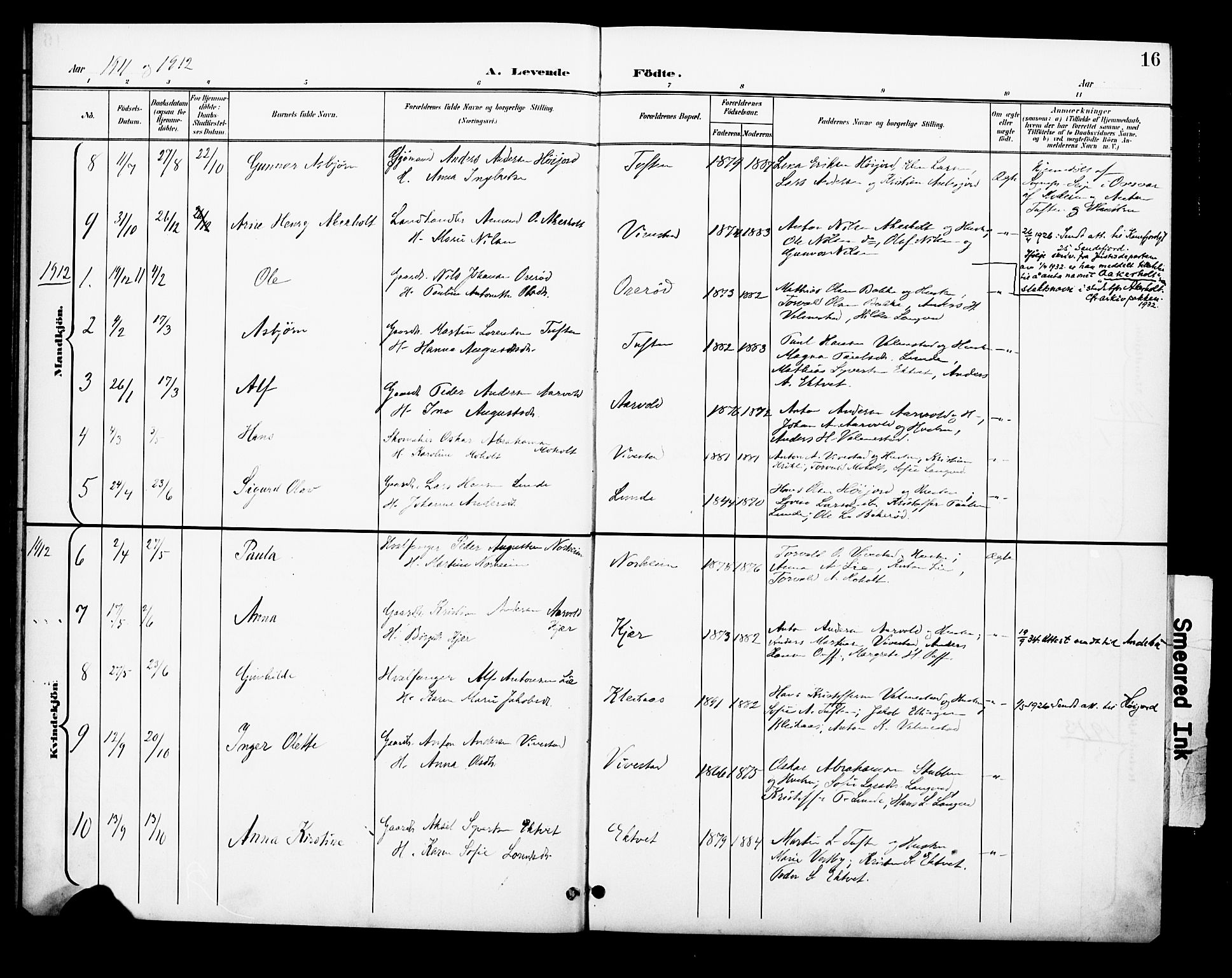 Ramnes kirkebøker, SAKO/A-314/F/Fc/L0002: Parish register (official) no. III 2, 1900-1914, p. 16
