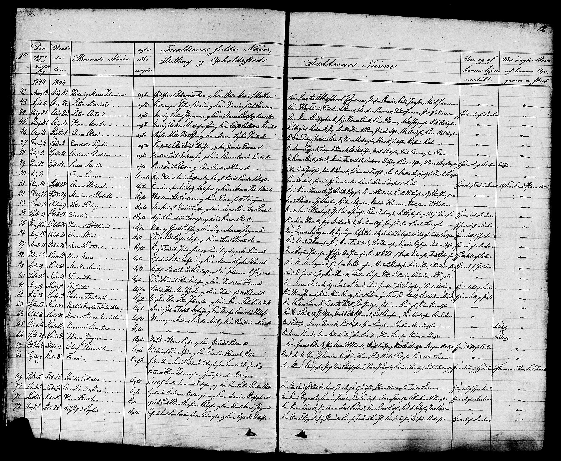 Stavern kirkebøker, SAKO/A-318/F/Fa/L0007: Parish register (official) no. 7, 1840-1877, p. 12