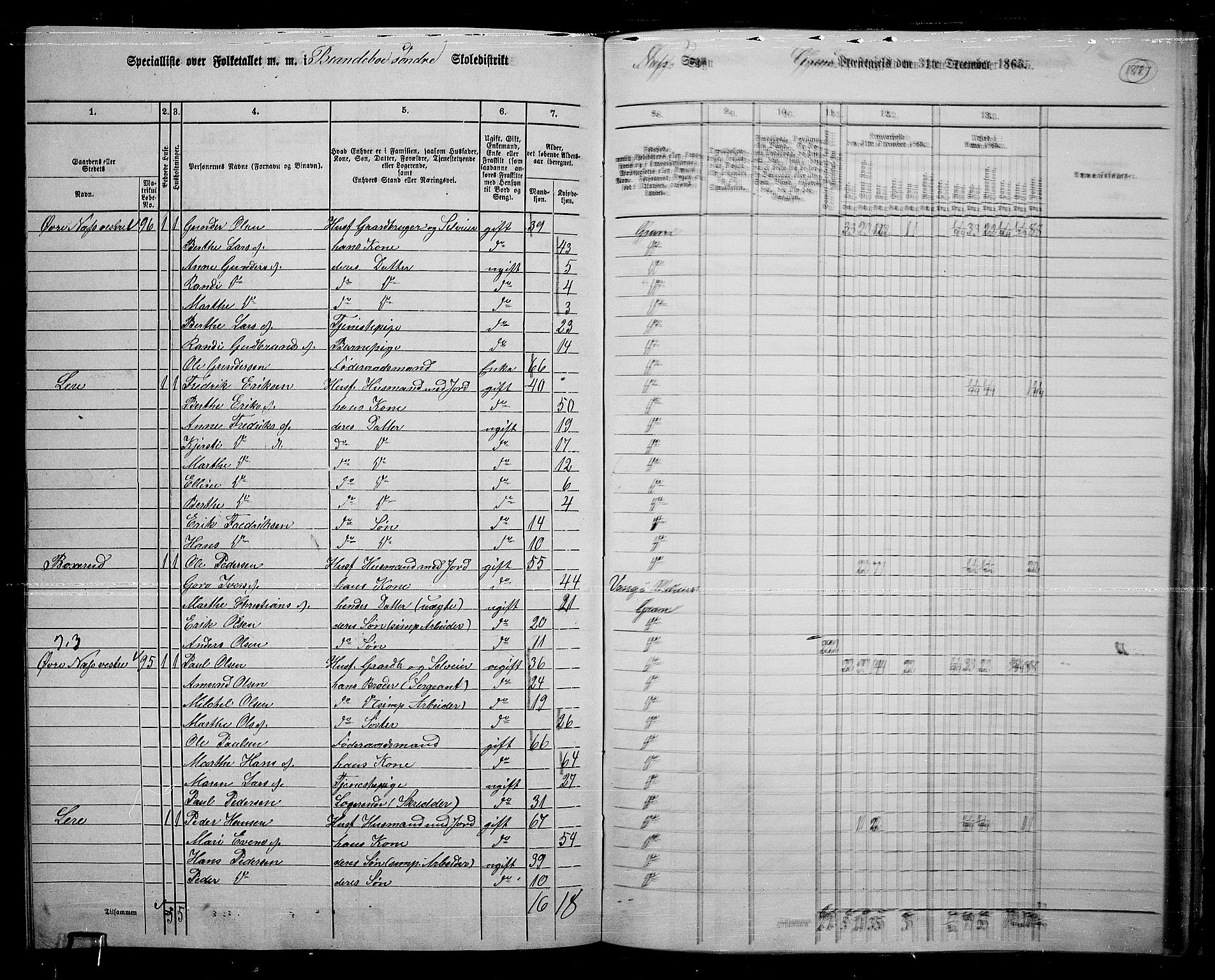 RA, 1865 census for Gran, 1865, p. 160