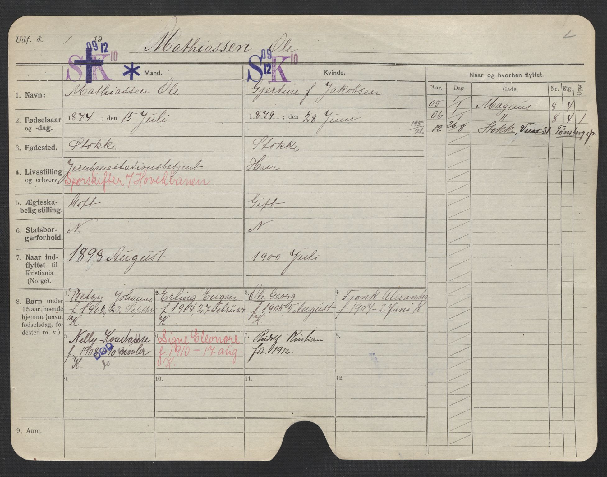 Oslo folkeregister, Registerkort, AV/SAO-A-11715/F/Fa/Fac/L0007: Menn, 1906-1914, p. 622a