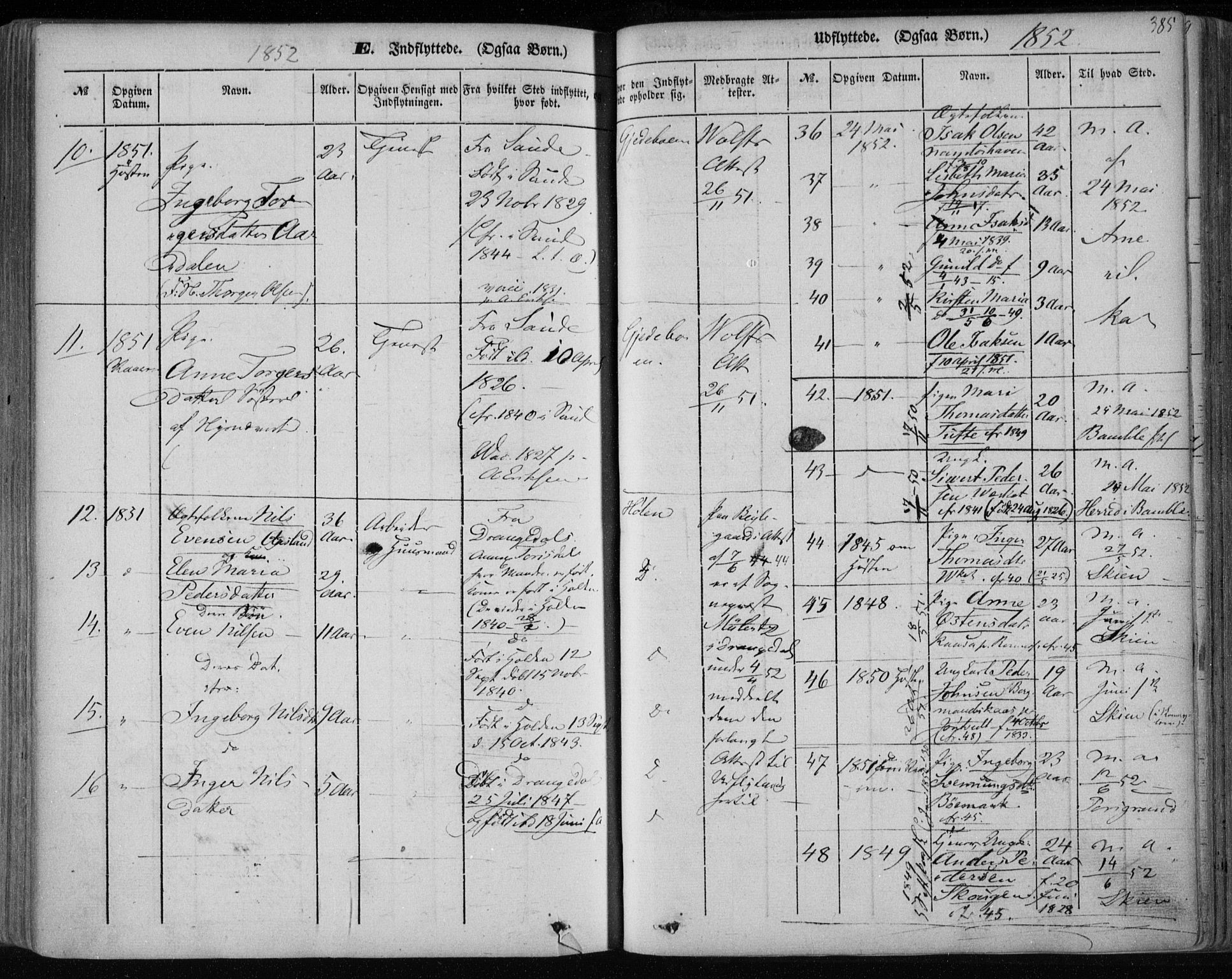 Holla kirkebøker, SAKO/A-272/F/Fa/L0005: Parish register (official) no. 5, 1849-1860, p. 385