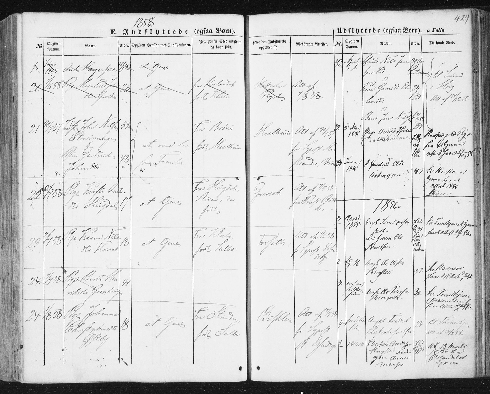 Ministerialprotokoller, klokkerbøker og fødselsregistre - Sør-Trøndelag, AV/SAT-A-1456/691/L1076: Parish register (official) no. 691A08, 1852-1861, p. 429